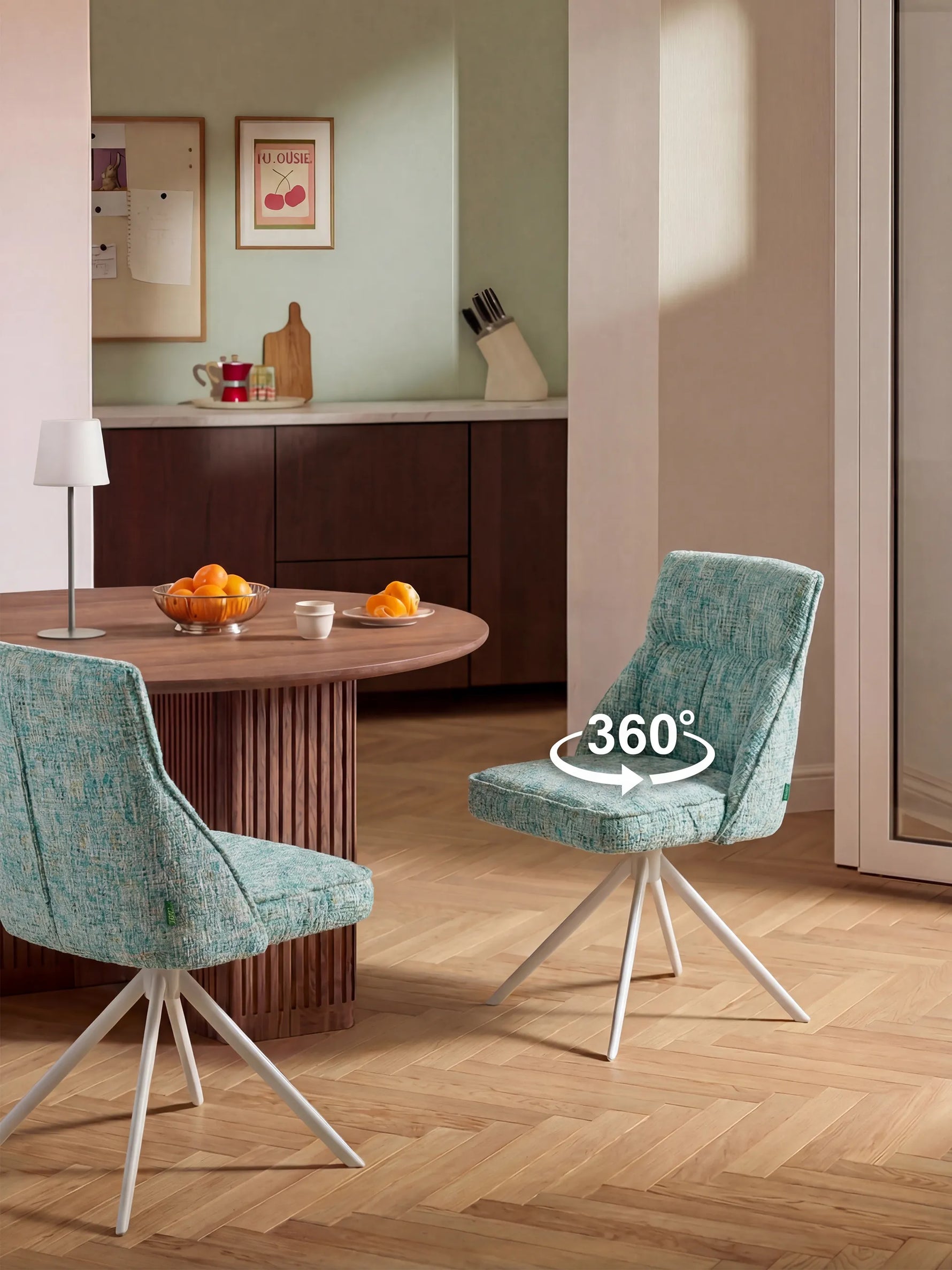 LINNEA - Polsterstuhl 2er Set mit weißem Metallgestell