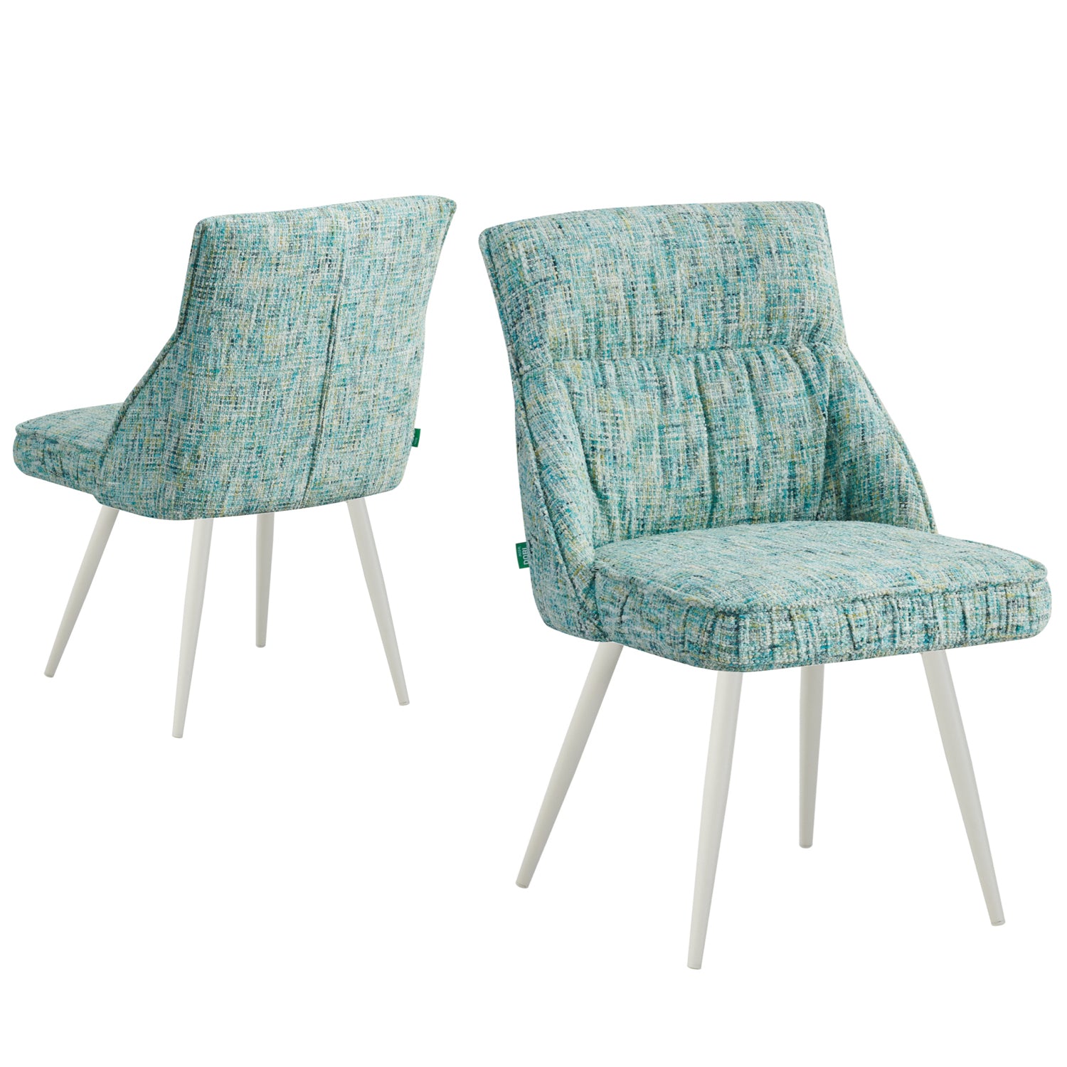 MELINA 2er Set, zeitloser Polsterstuhl mit Metallbeine in weiß