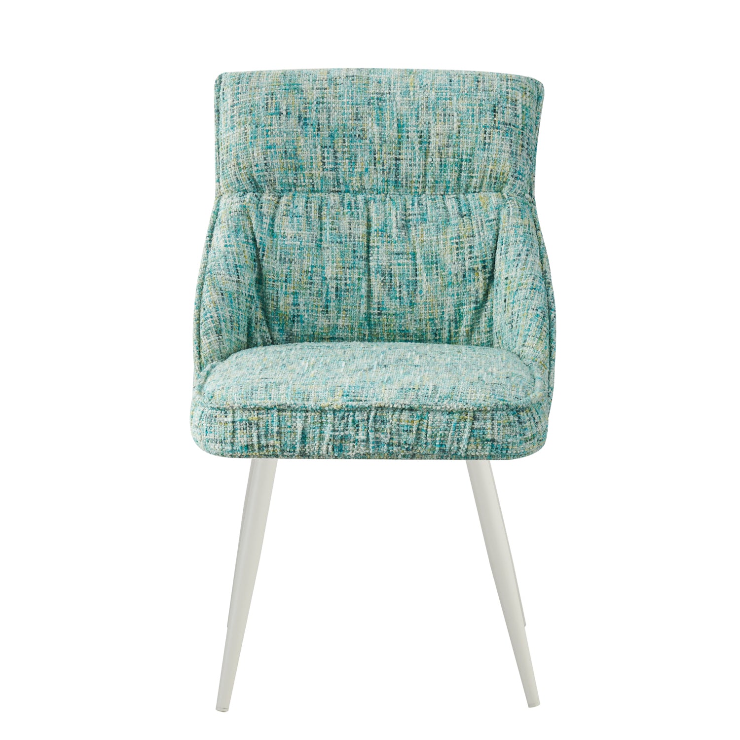 MELINA 2er Set, zeitloser Polsterstuhl mit Metallbeine in weiß