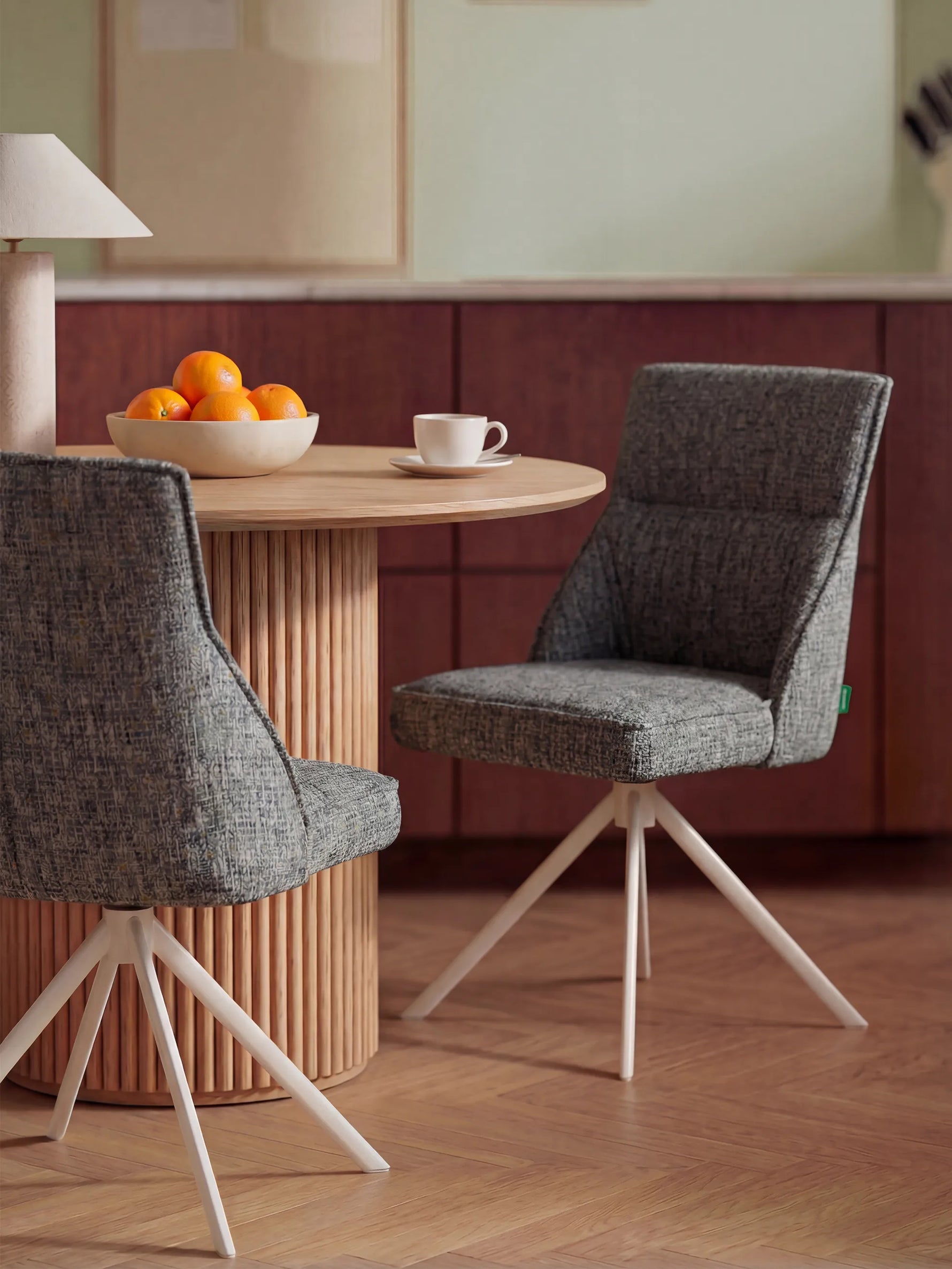 LINNEA - Polsterstuhl 2er Set mit weißem Metallgestell