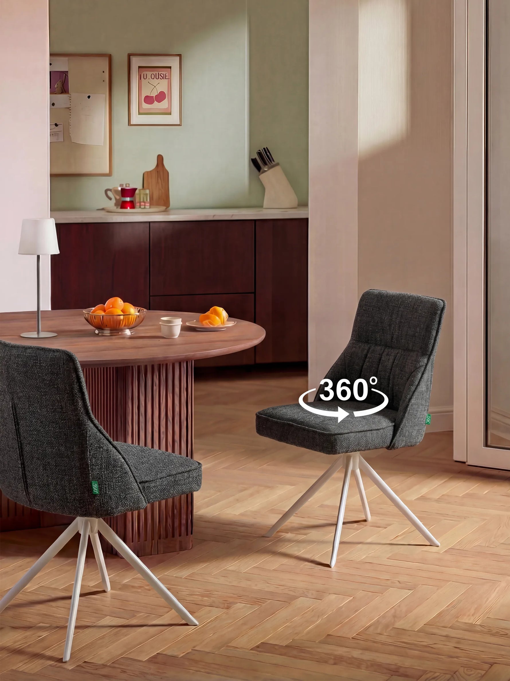 LINNEA - Polsterstuhl 2er Set mit weißem Metallgestell