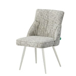 MELINA 2er Set, zeitloser Polsterstuhl mit Metallbeine in weiß