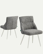 MELINA 2er Set, zeitloser Polsterstuhl mit Metallbeine in weiß