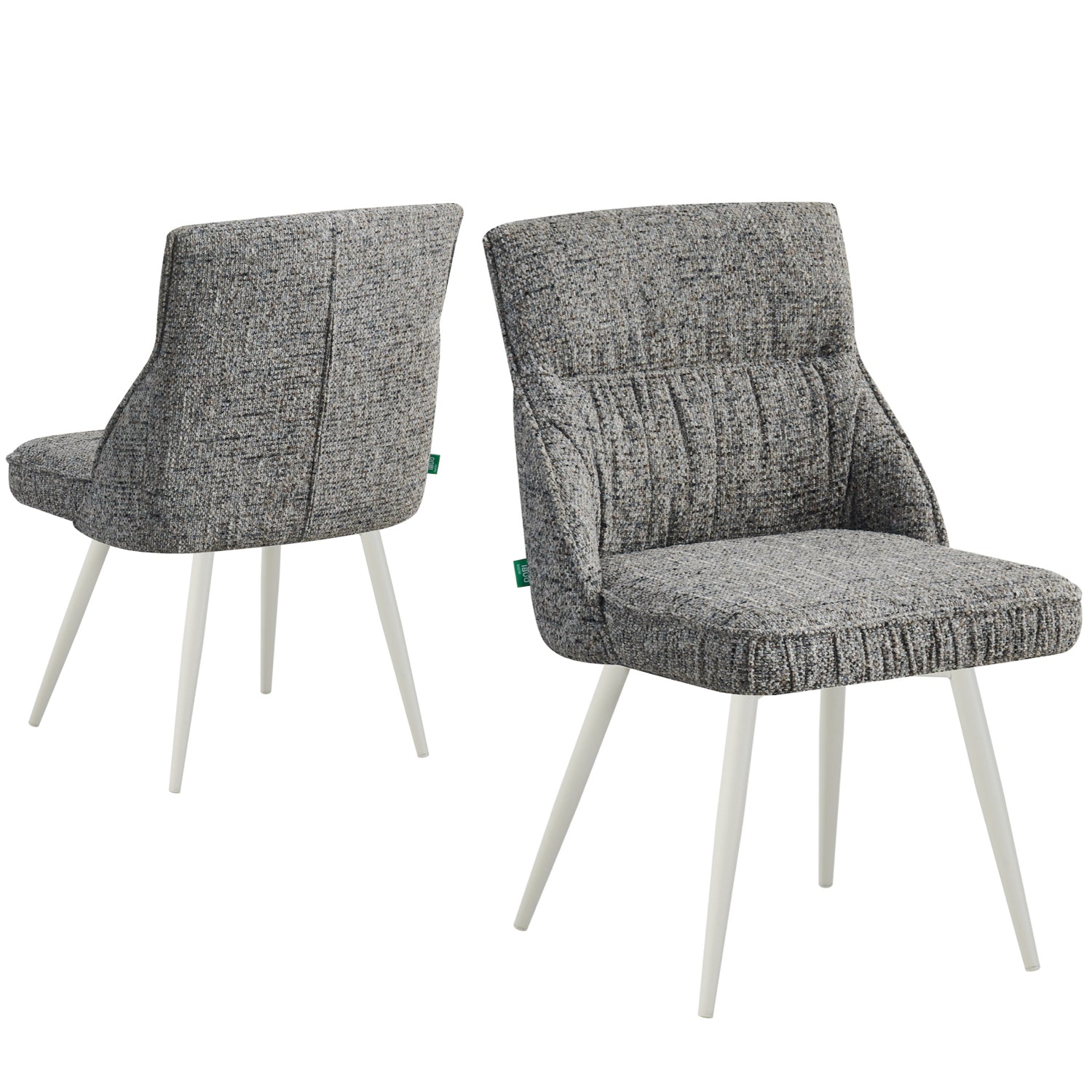 MELINA 2er Set, zeitloser Polsterstuhl mit Metallbeine in weiß