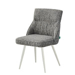 MELINA 2er Set, zeitloser Polsterstuhl mit Metallbeine in weiß