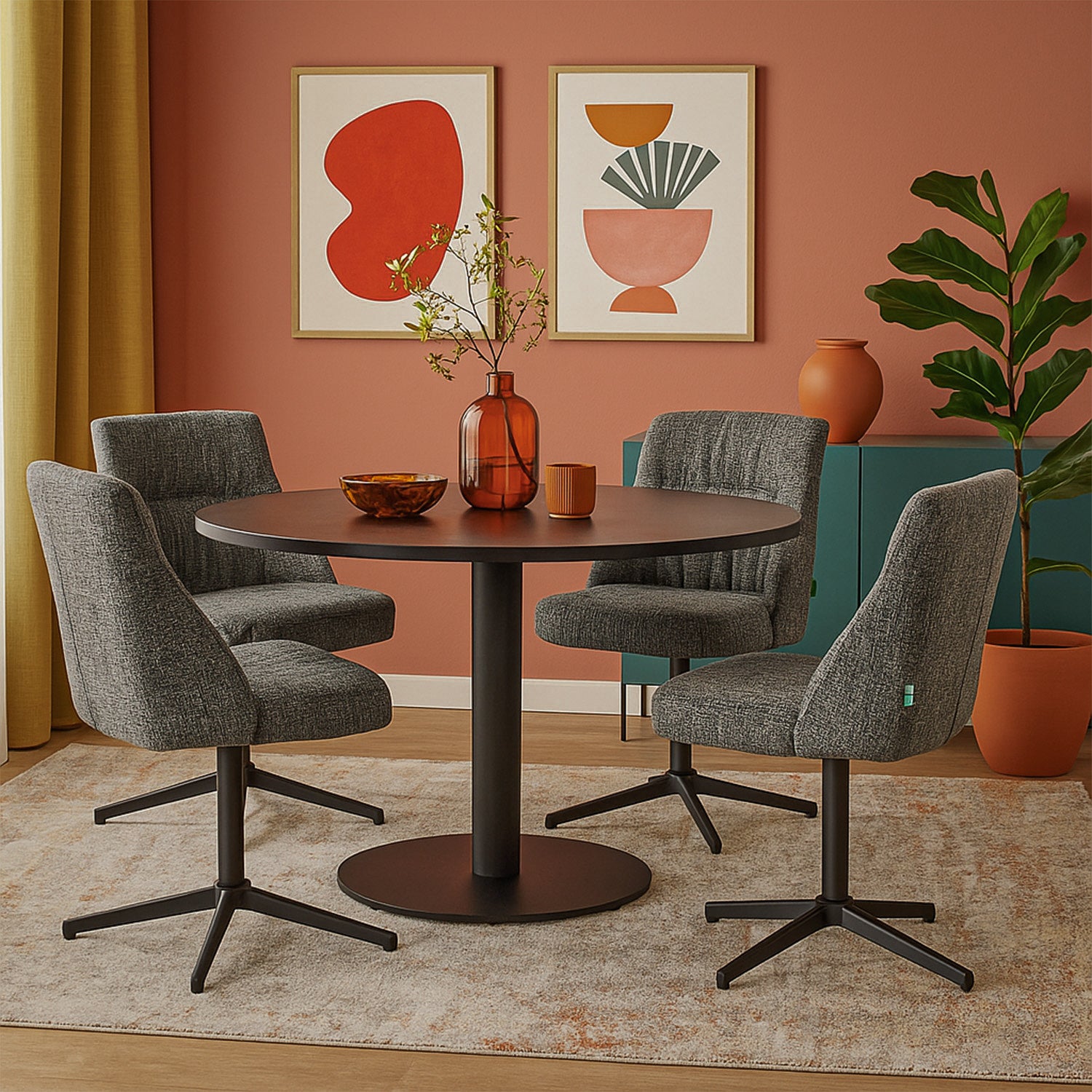 Esszimmerstühle LORENA 2er Set  | 180° drehbar mit Rückholfunktion | DUBI Möbel