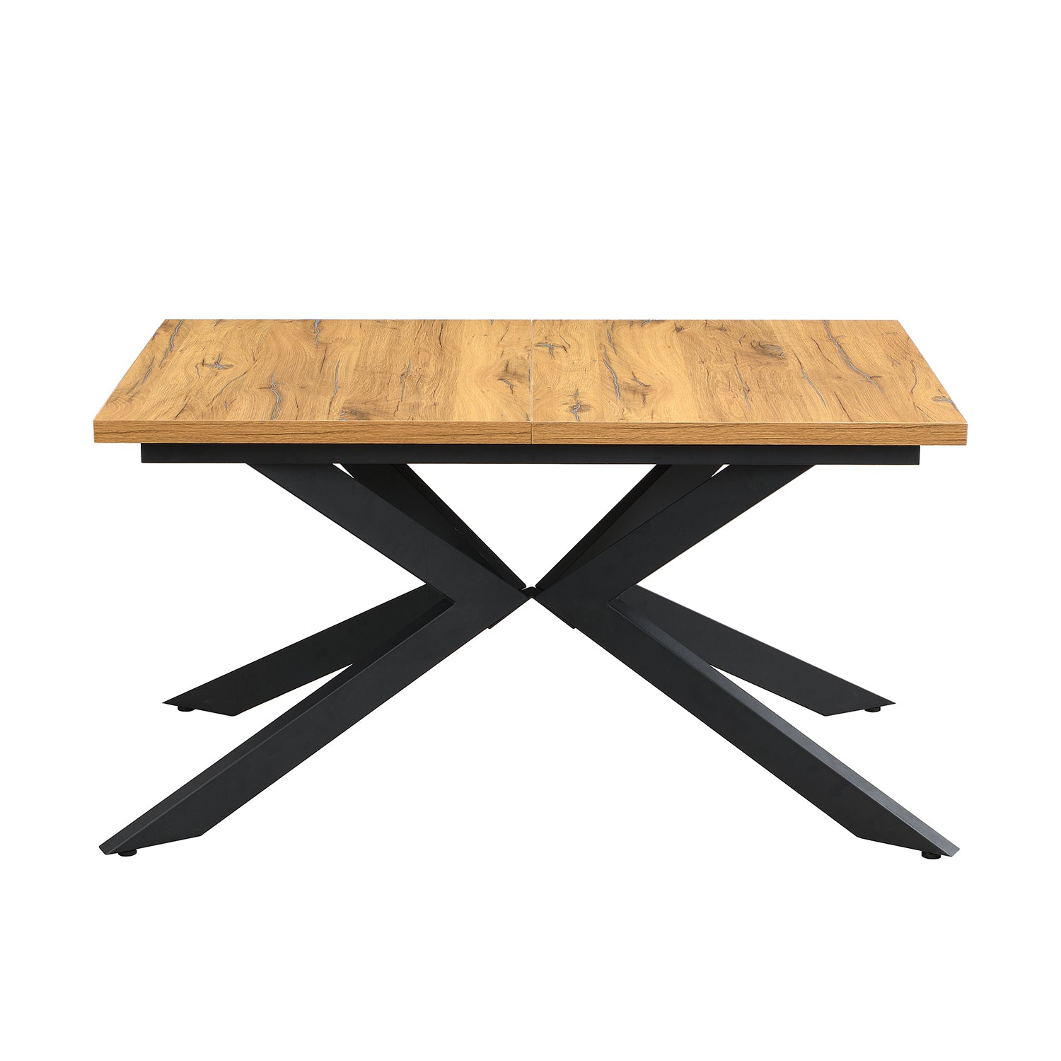 Ausziehtisch MALTE | mit 2 Einlegeplatten | 140-220x90x76 cm | Gestell Schwarz pulverbeschichtet | DUBI Möbel