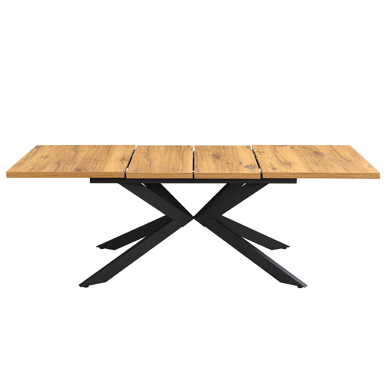 Ausziehtisch MALTE | mit 2 Einlegeplatten | 140-220x90x76 cm | Gestell Schwarz pulverbeschichtet | DUBI Möbel