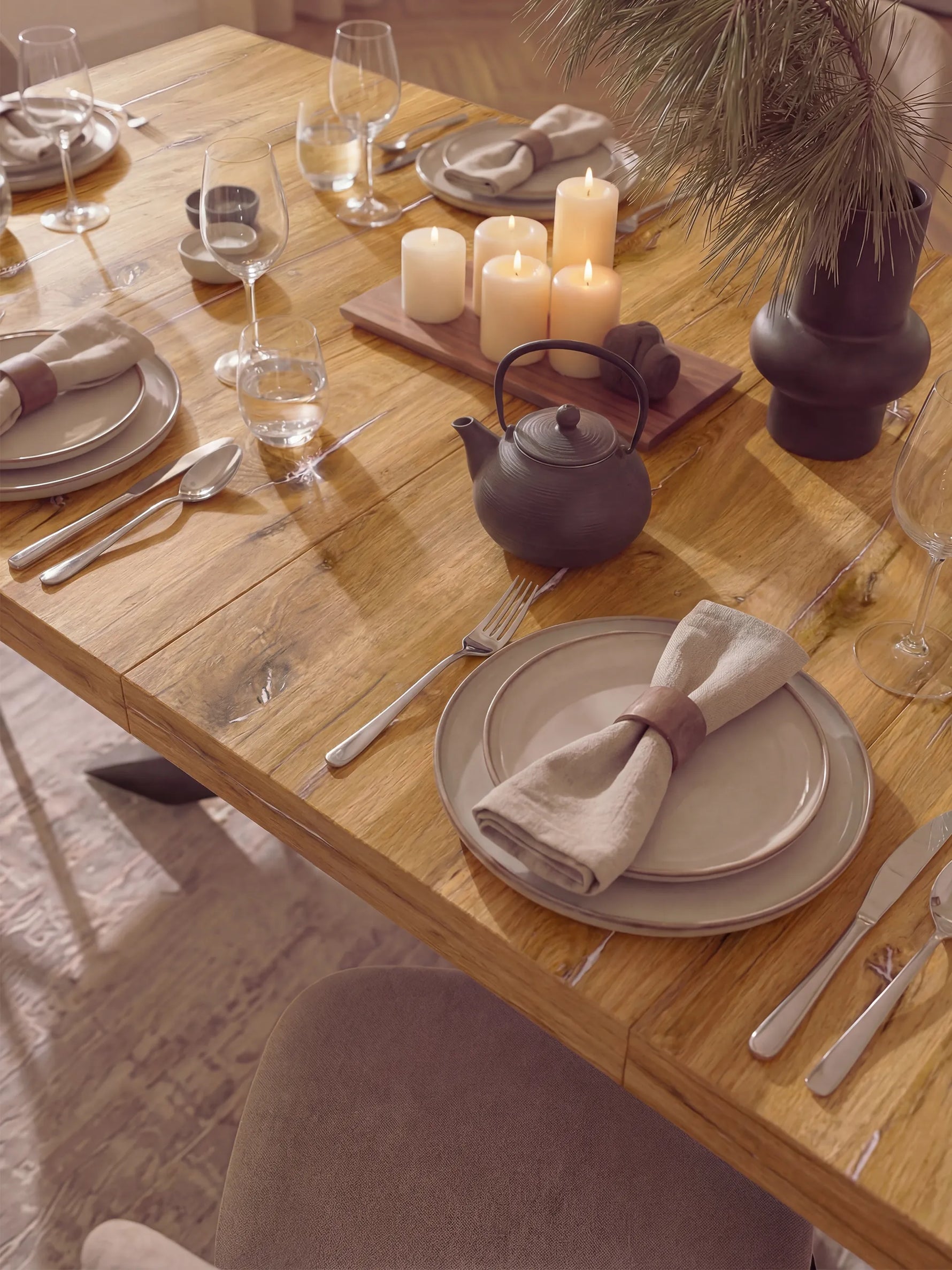 MALTE - Ausziehtisch mit 2 Einlegeplatten für 6-8 Personen