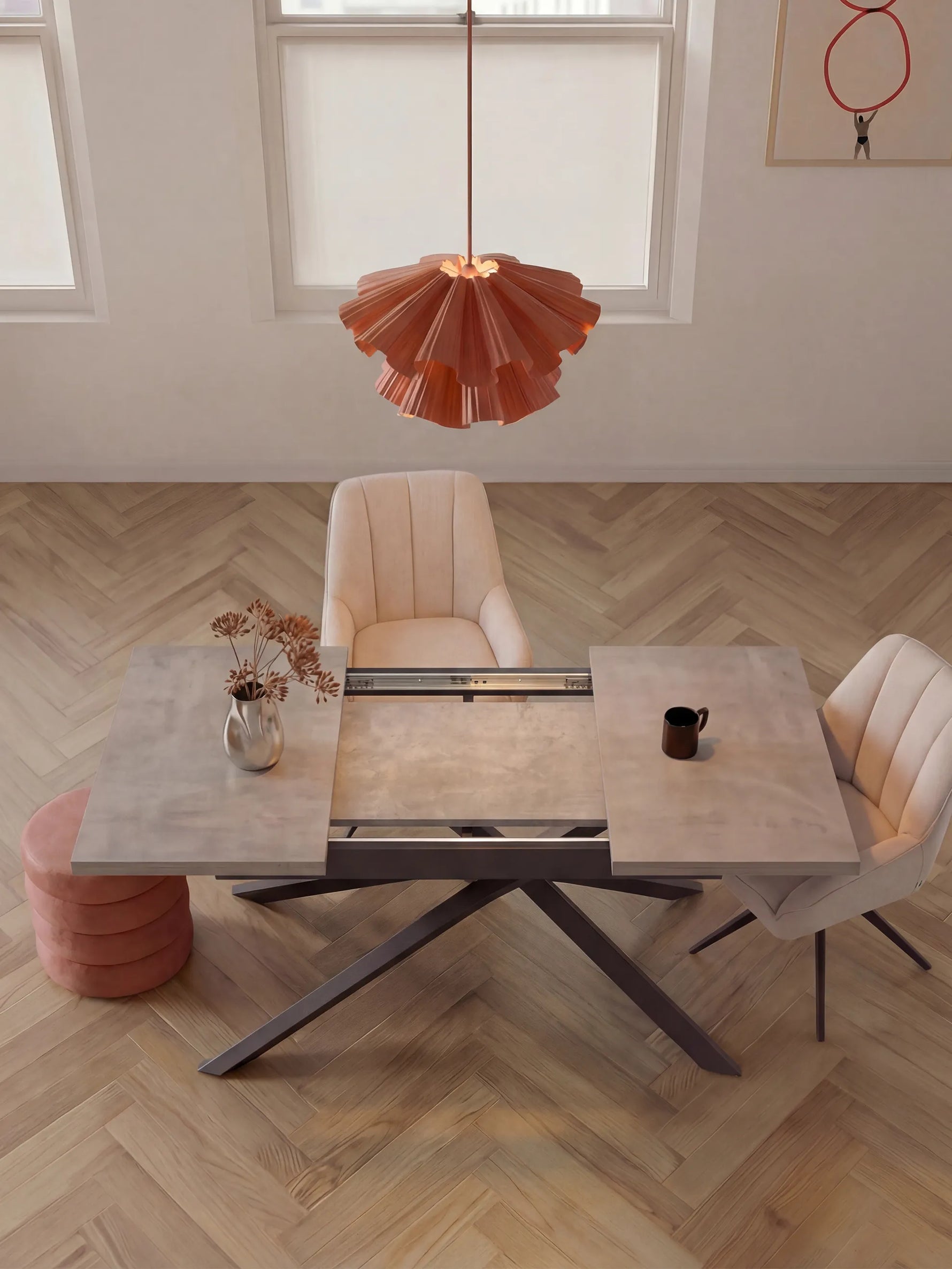 MALTE - Ausziehtisch mit 2 Einlegeplatten für 6-8 Personen