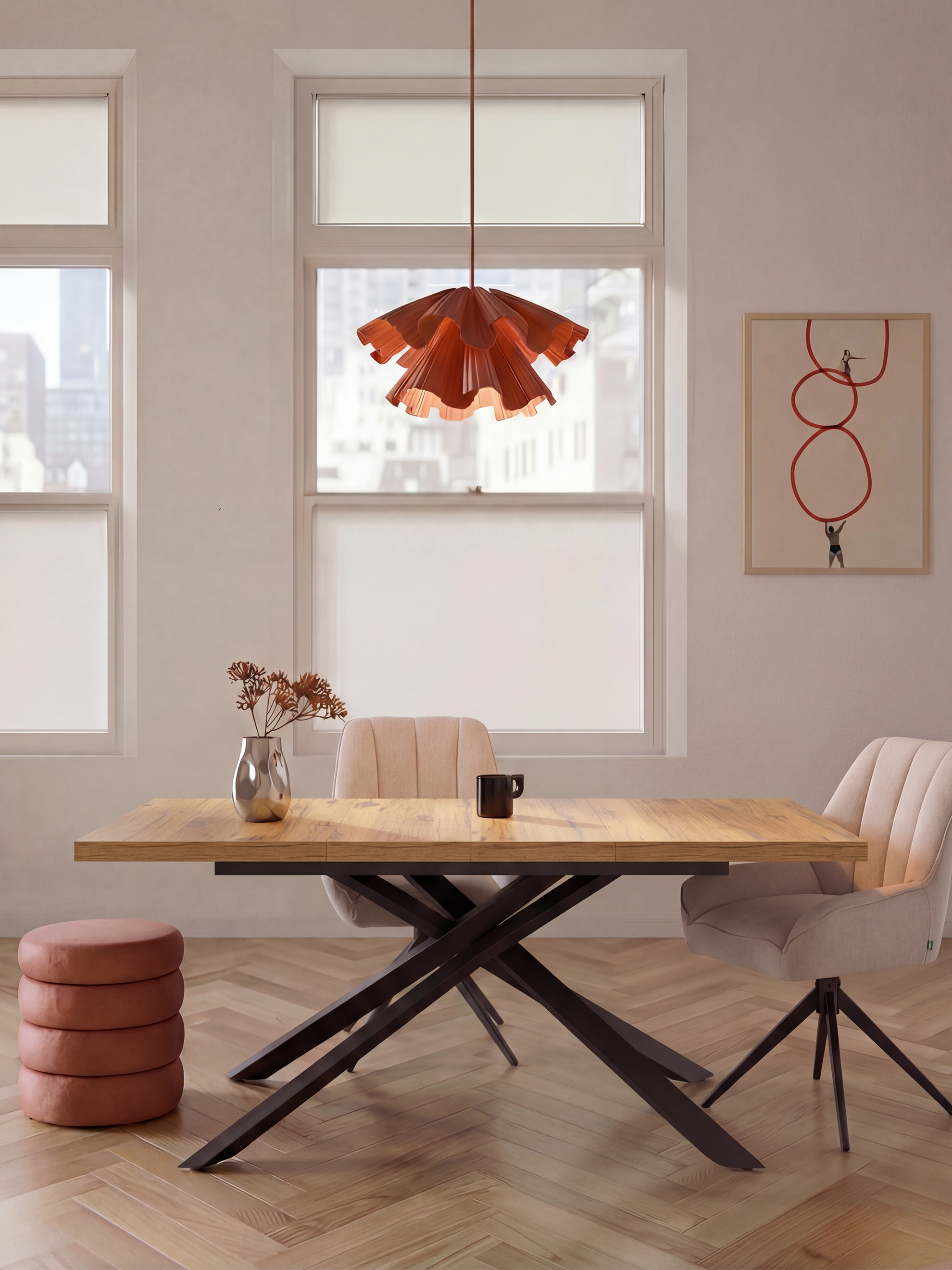 B-Ware Ausziehtisch MALTE Eiche X-Gestell 220cm 6-8 Personen