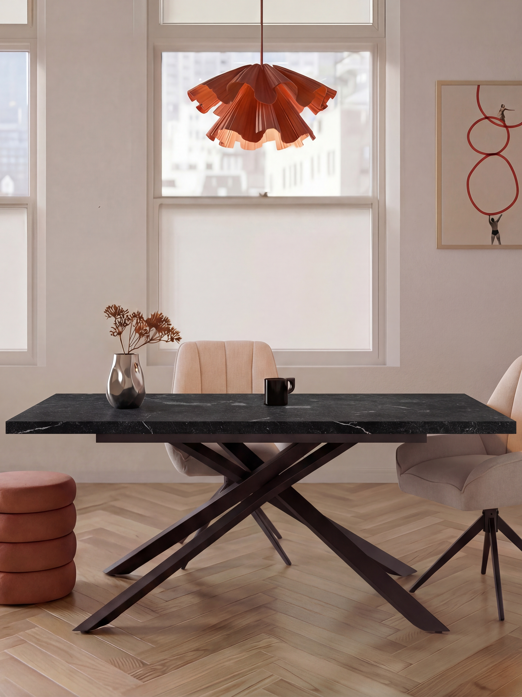 MALTE - Ausziehtisch mit 2 Einlegeplatten für 6-8 Personen