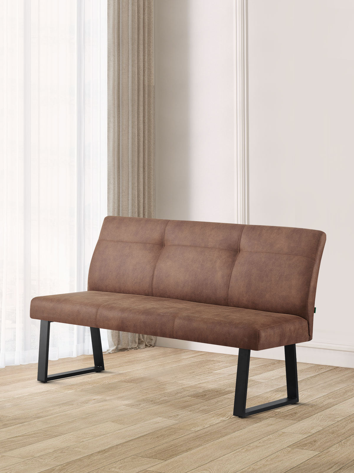 RETOURENRÜCKLÄUFER Esszimmerbank JOY | gepolstert, mit Metallgestell | Leder braun| DUBI Möbel