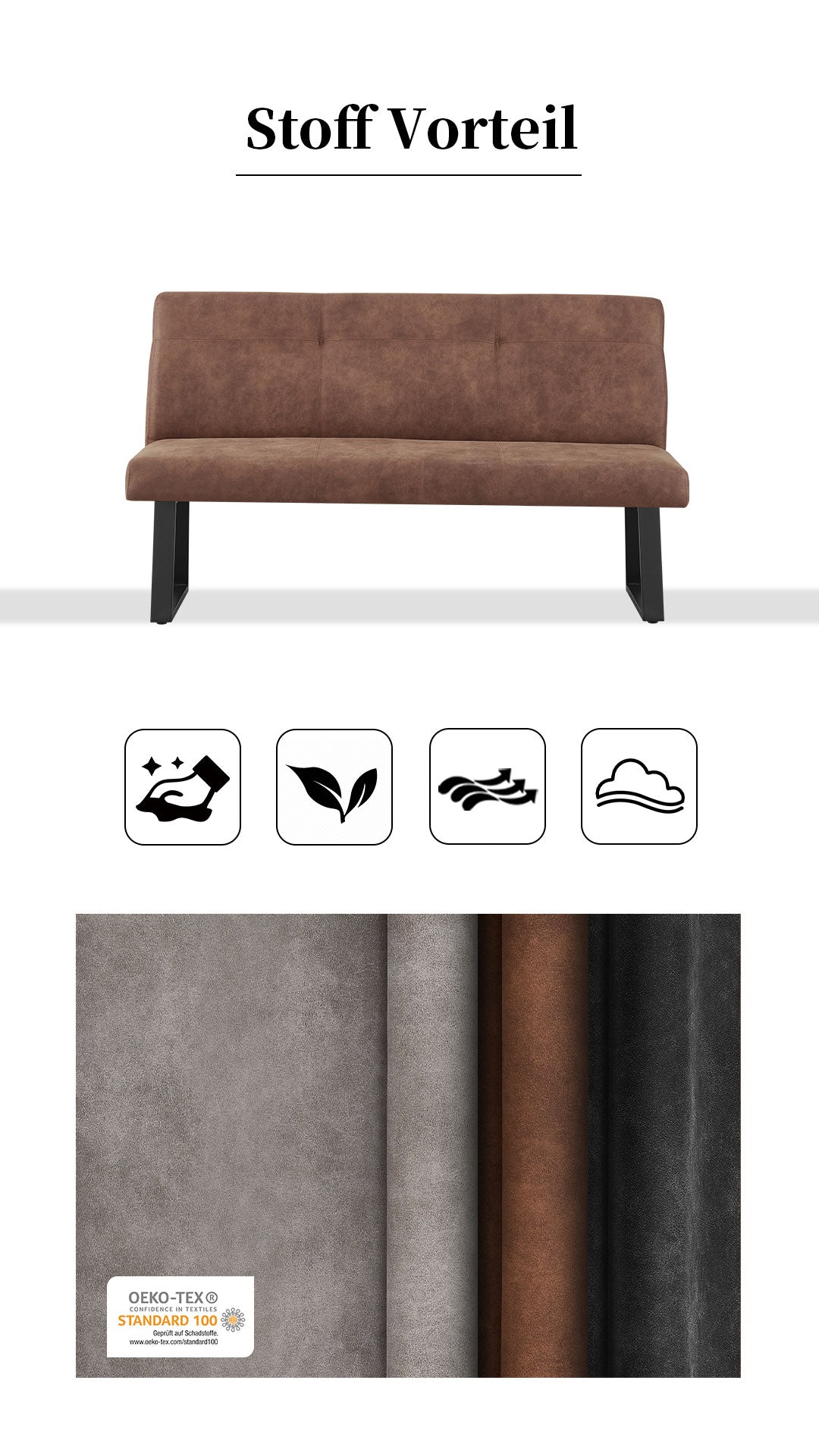 B-Ware Esszimmerbank JOY - Leder braun