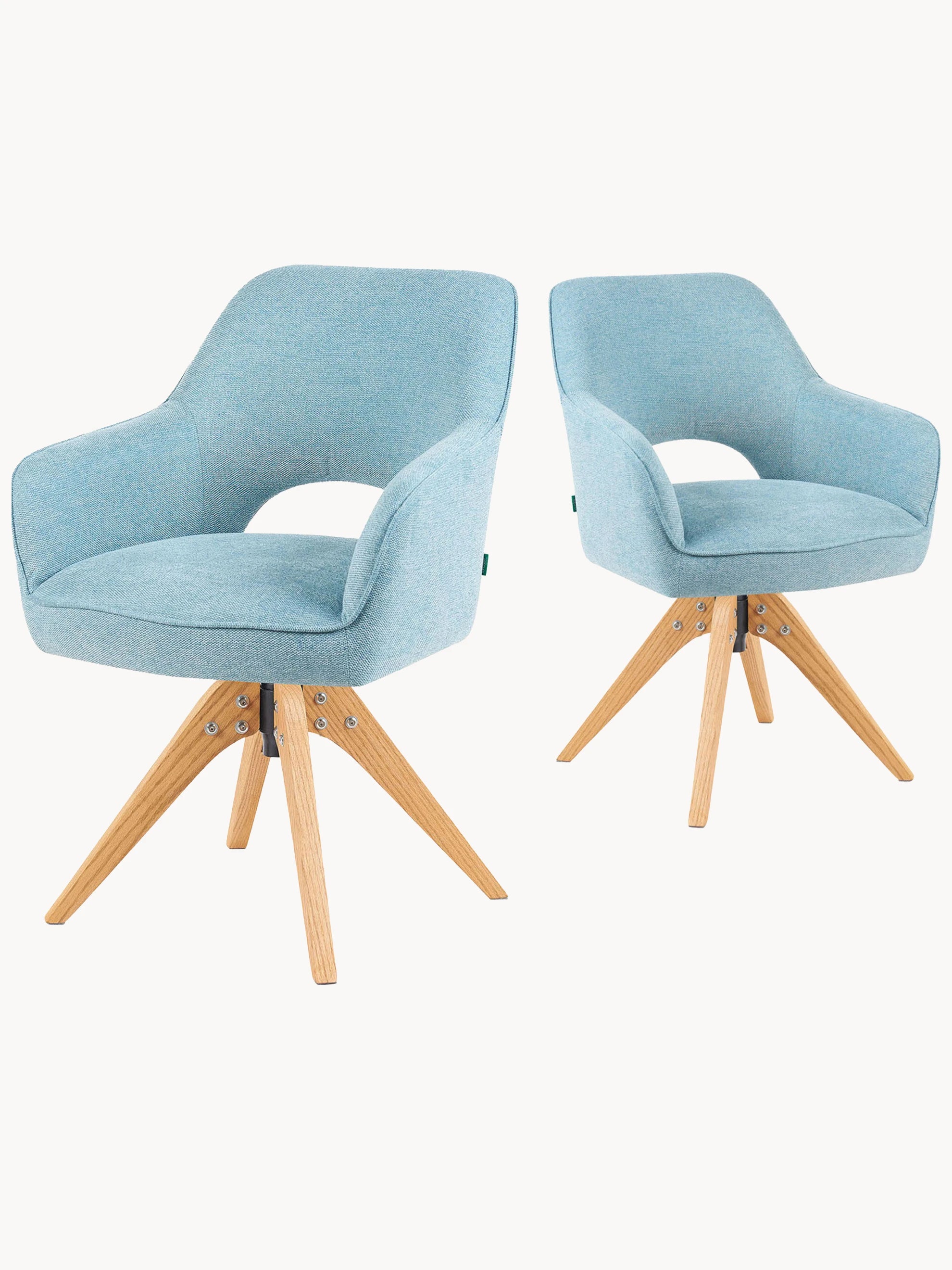 Mika-Lena 2er-Set - Drehstuhl mit Massiven Eichenholz Gestell