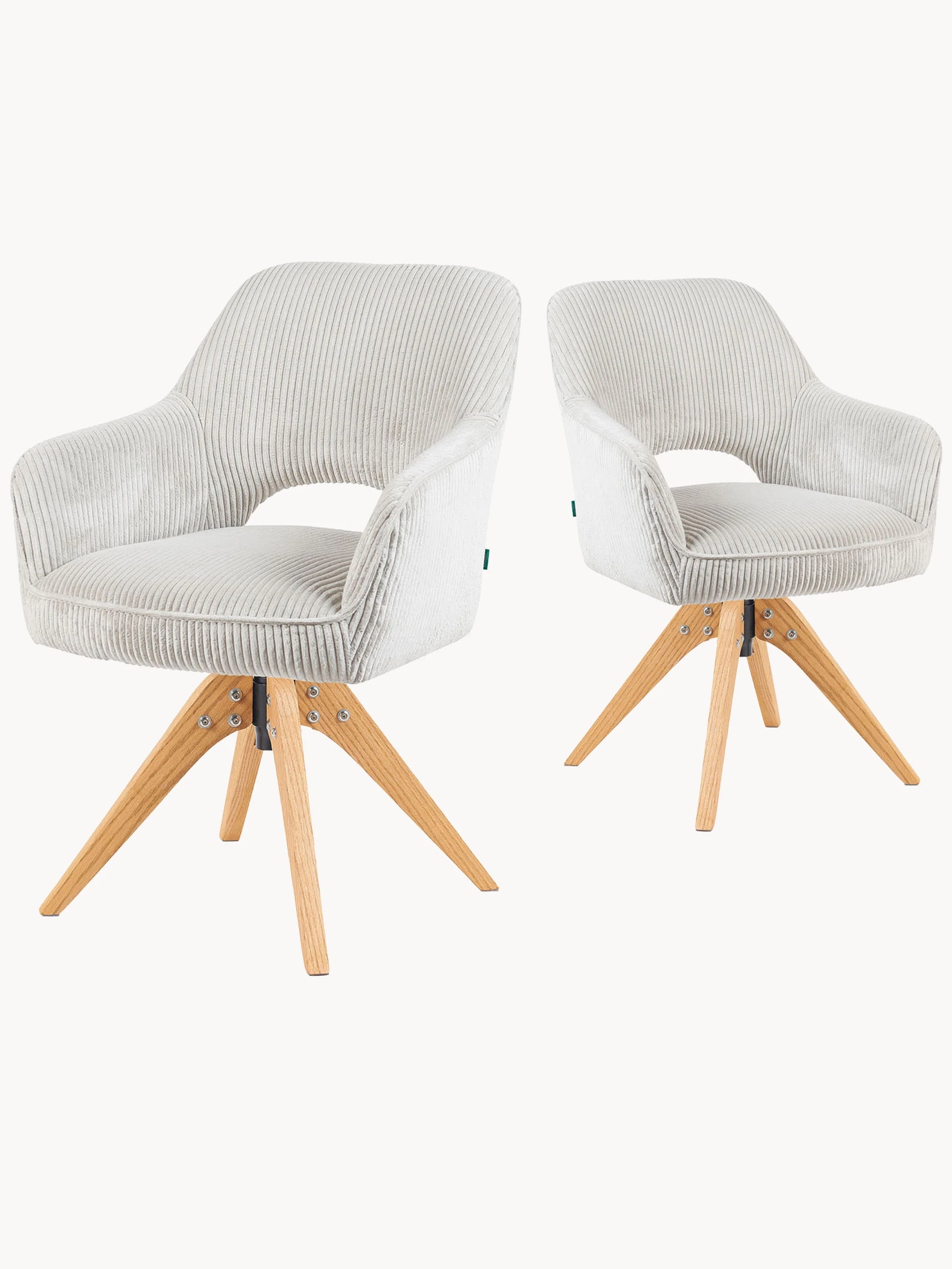 Mika-Lena 2er-Set - Drehstuhl mit Massiven Eichenholz Gestell