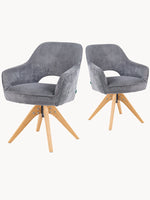 Mika-Lena 2er-Set - Drehstuhl mit Massiven Eichenholz Gestell