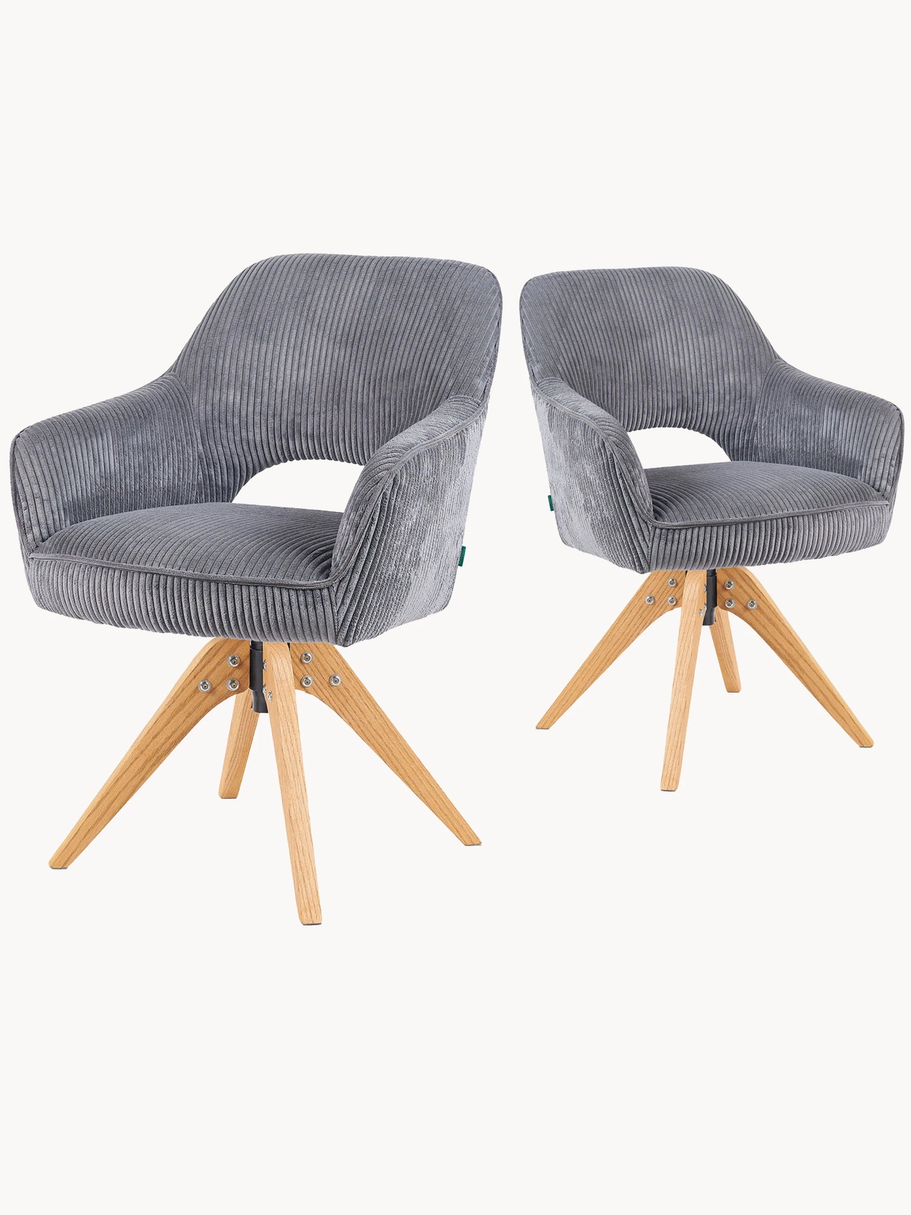 Mika-Lena 2er-Set - Drehstuhl mit Massiven Eichenholz Gestell