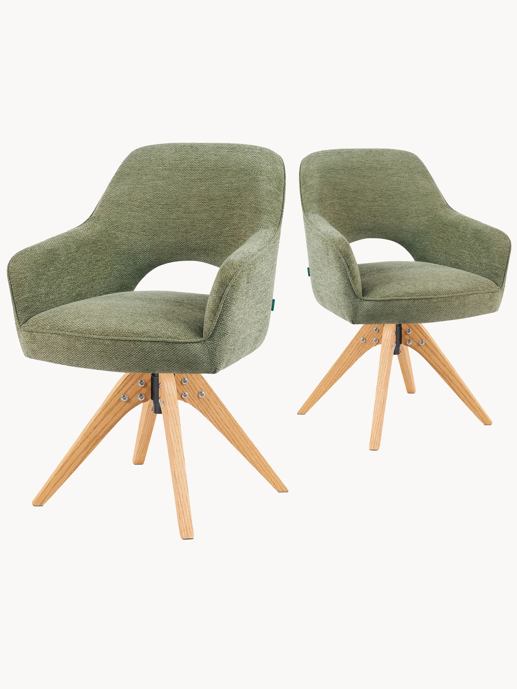 Mika-Lena 2er-Set - Drehstuhl mit Massiven Eichenholz Gestell