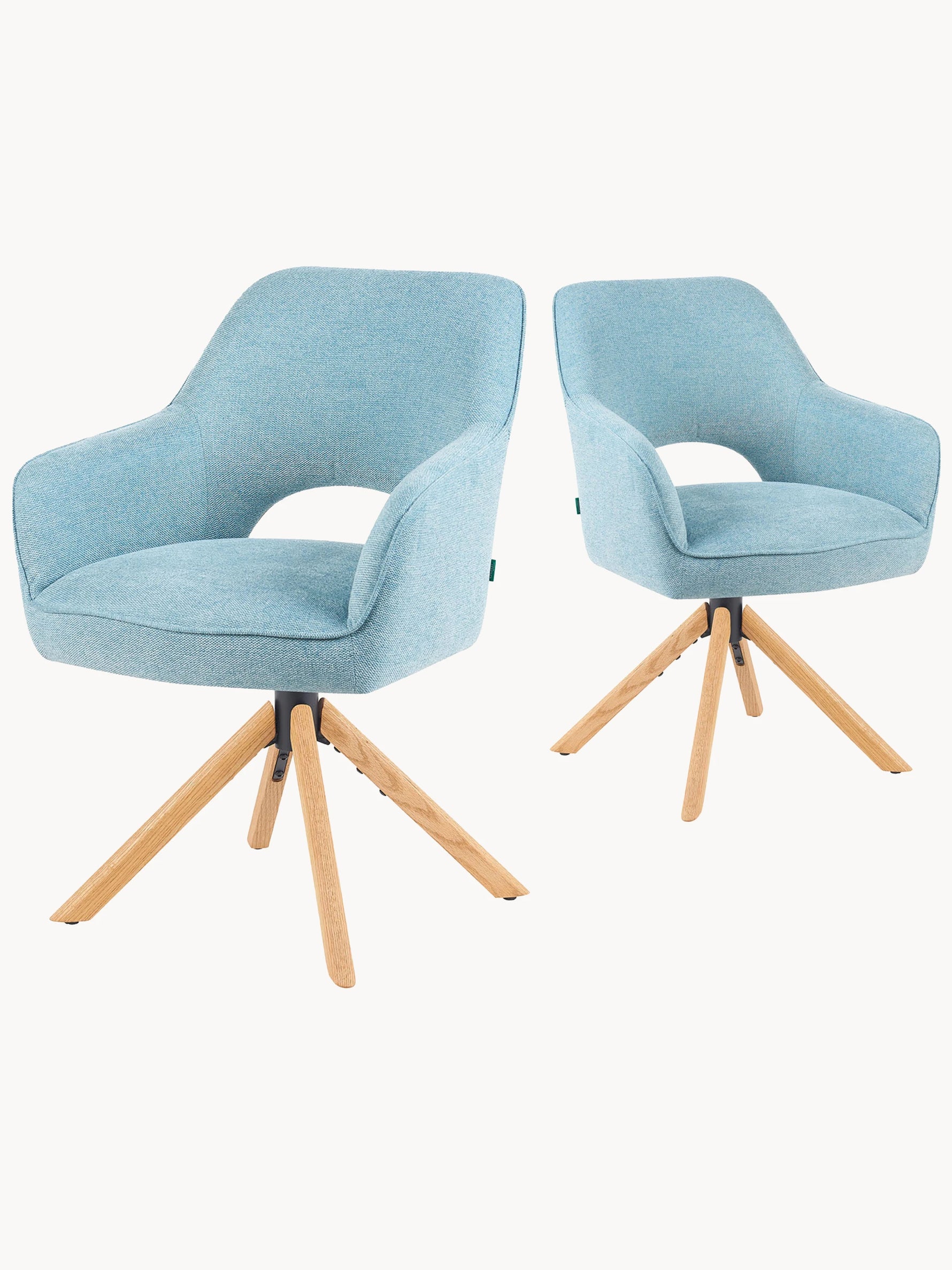 Mika-Lara 2er-Set- Drehstühle mit Gestell aus Massiver Eiche