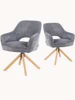 Mika-Lara 2er-Set- Drehstühle mit Gestell aus Massiver Eiche
