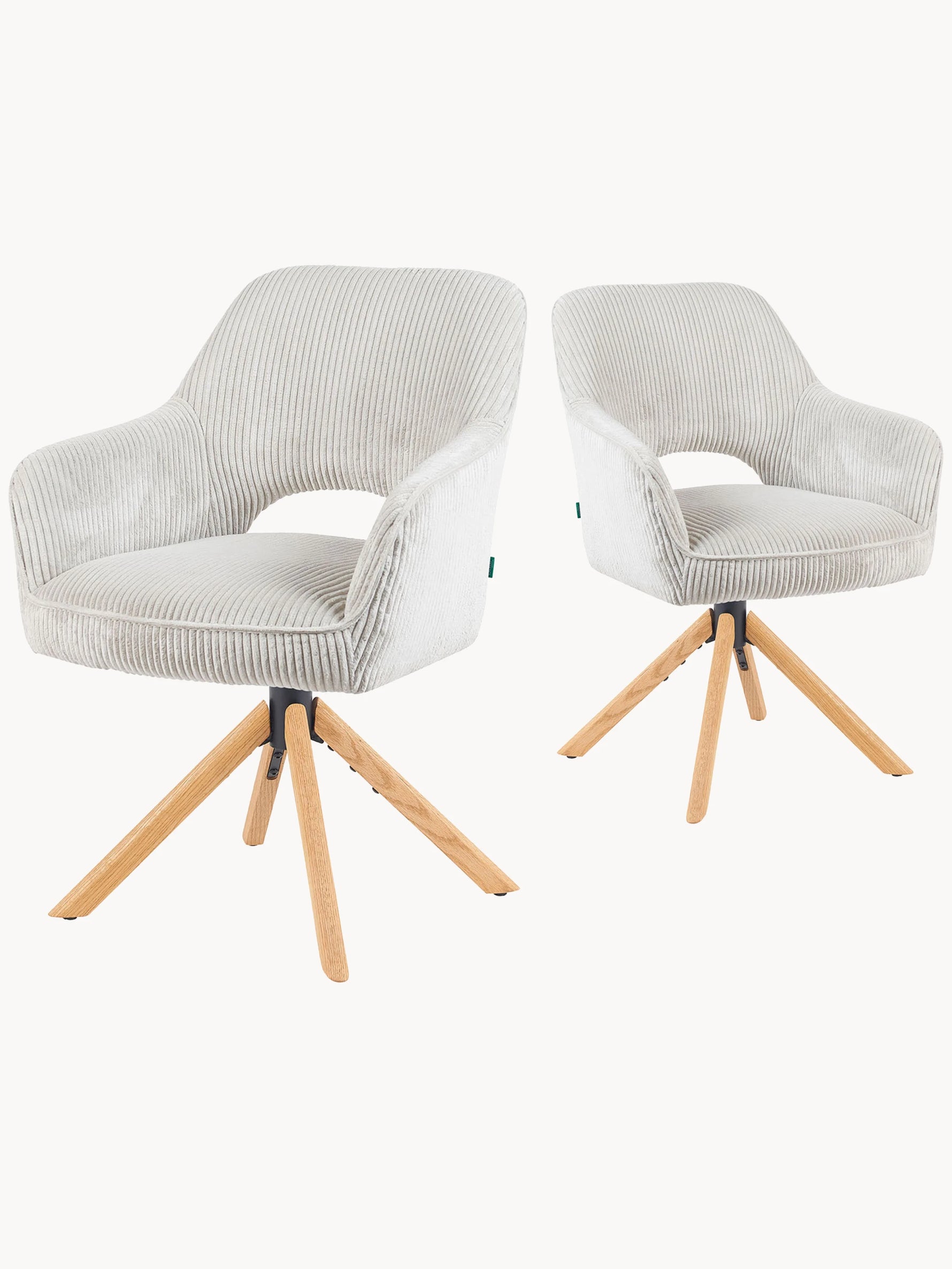 Mika-Lara 2er-Set- Drehstühle mit Gestell aus Massiver Eiche