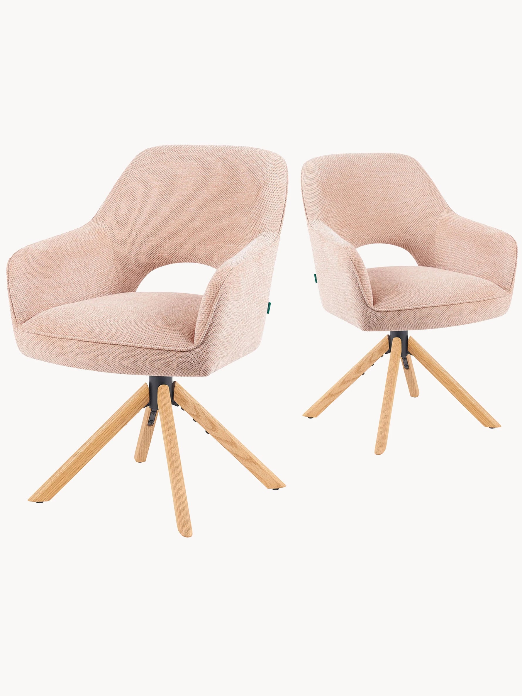 Mika-Lara 2er-Set- Drehstühle mit Gestell aus Massiver Eiche