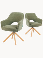 Mika-Lara 2er-Set- Drehstühle mit Gestell aus Massiver Eiche