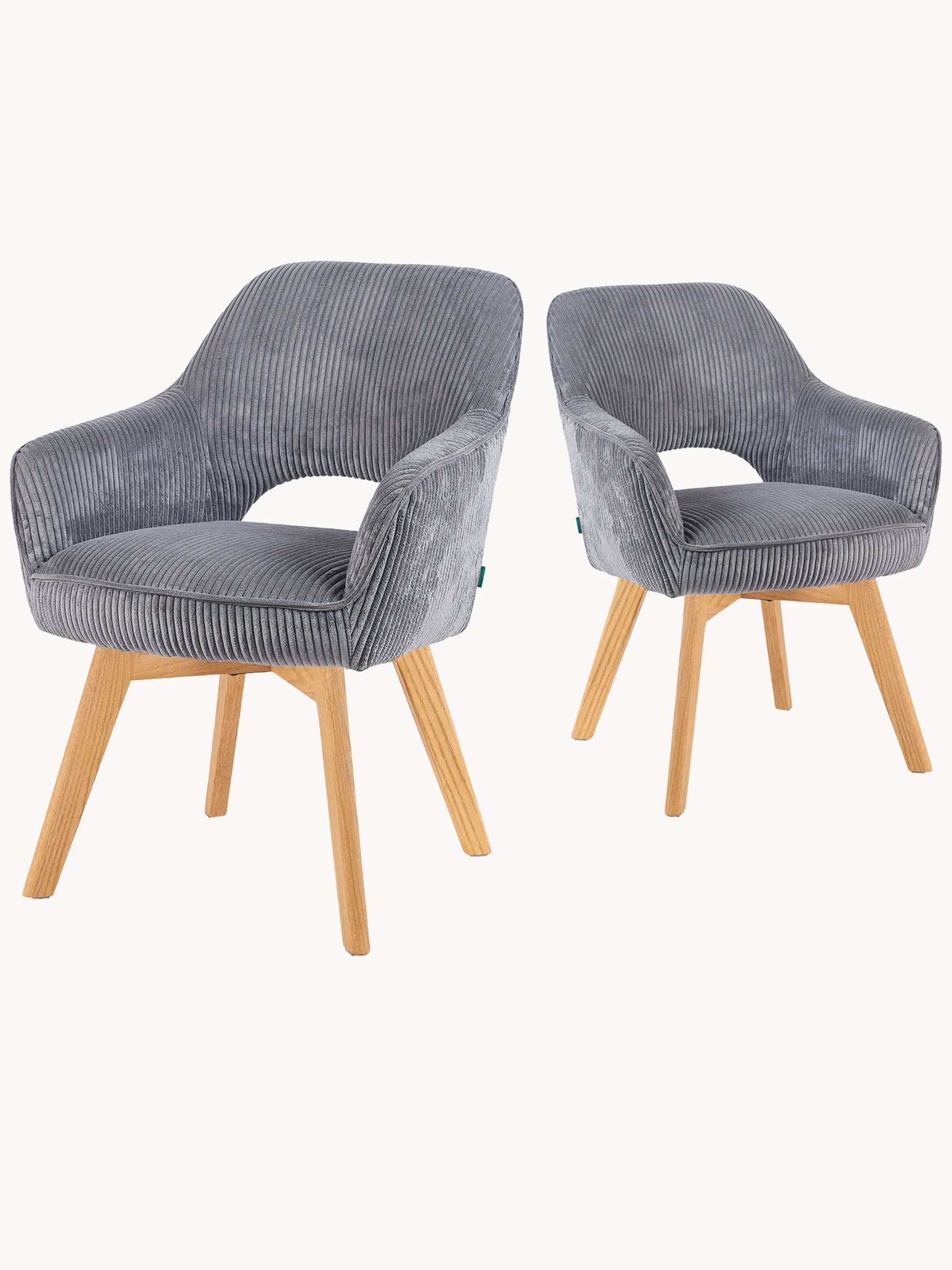 Mika-Lena 2er-Set - Drehstuhl mit Massiven Eichenholz Gestell