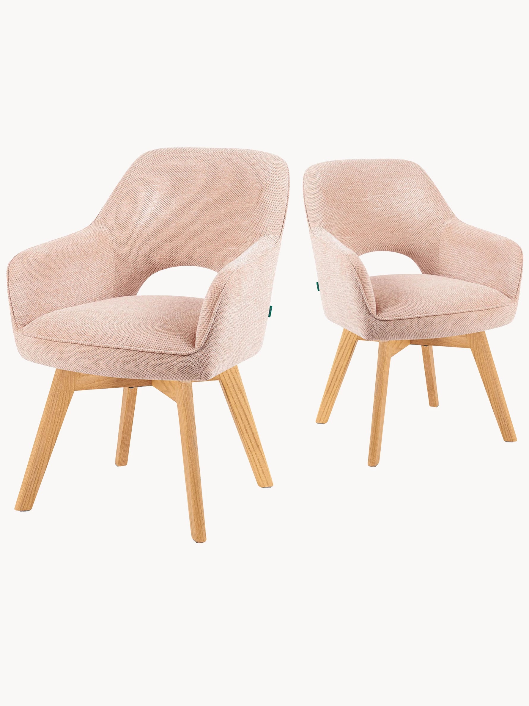 Mika-Lena 2er-Set - Drehstuhl mit Massiven Eichenholz Gestell