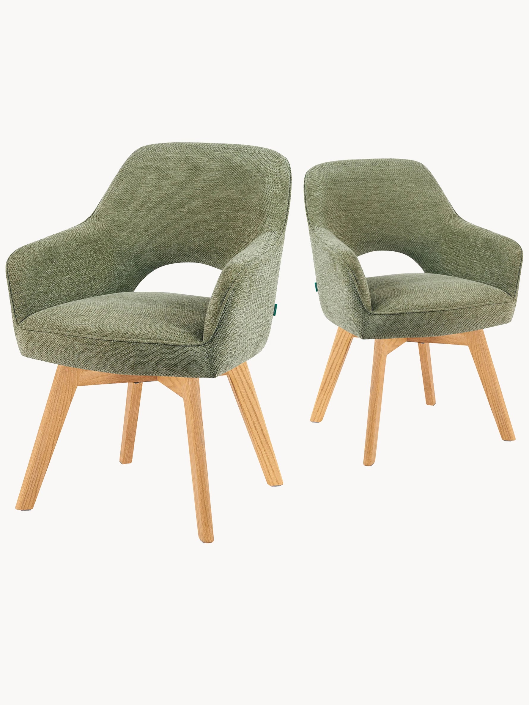 Mika-Lena 2er-Set - Drehstuhl mit Massiven Eichenholz Gestell