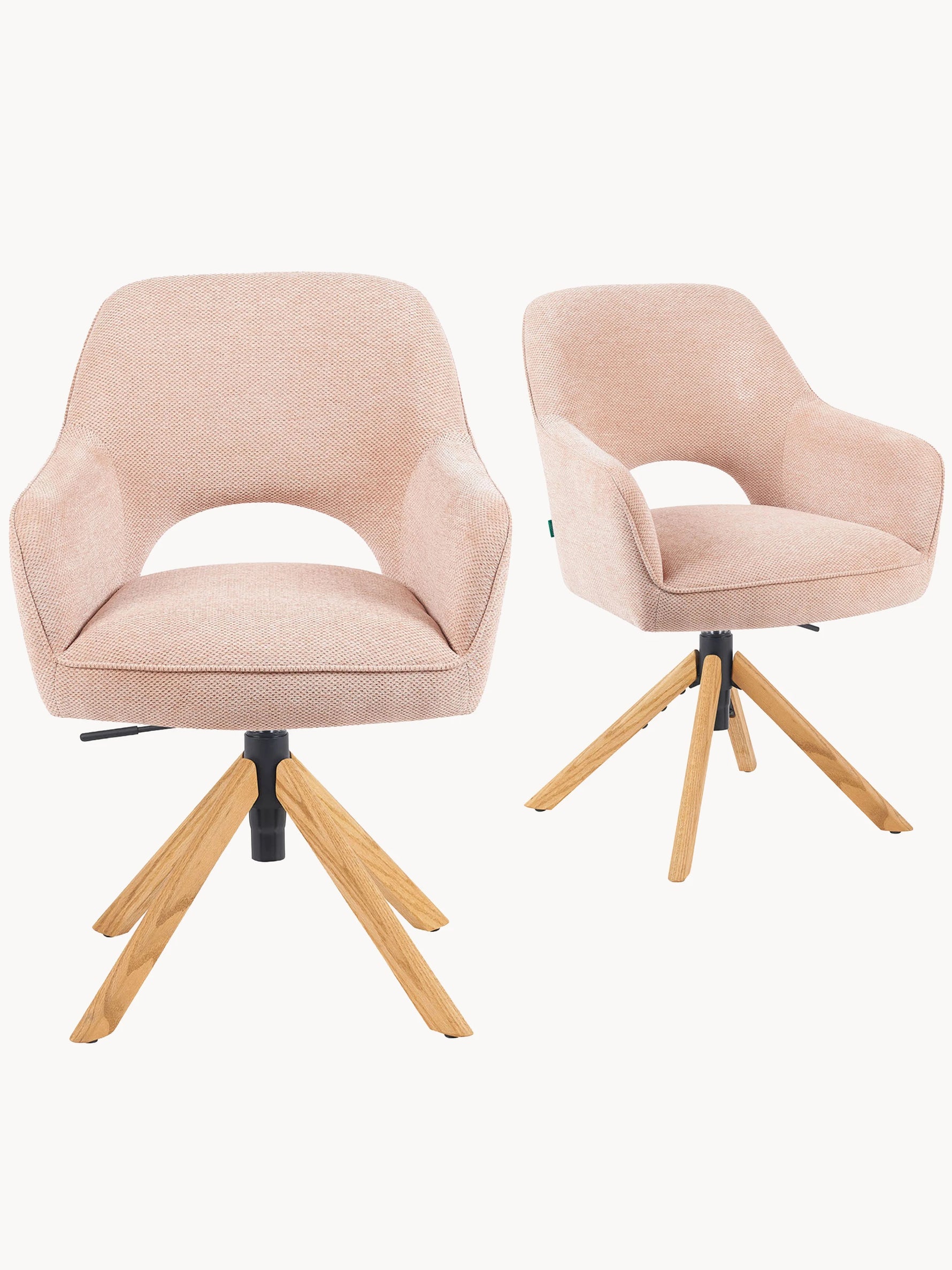 Mika-Lara 2er-Set- Drehstühle mit Gestell aus Massiver Eiche