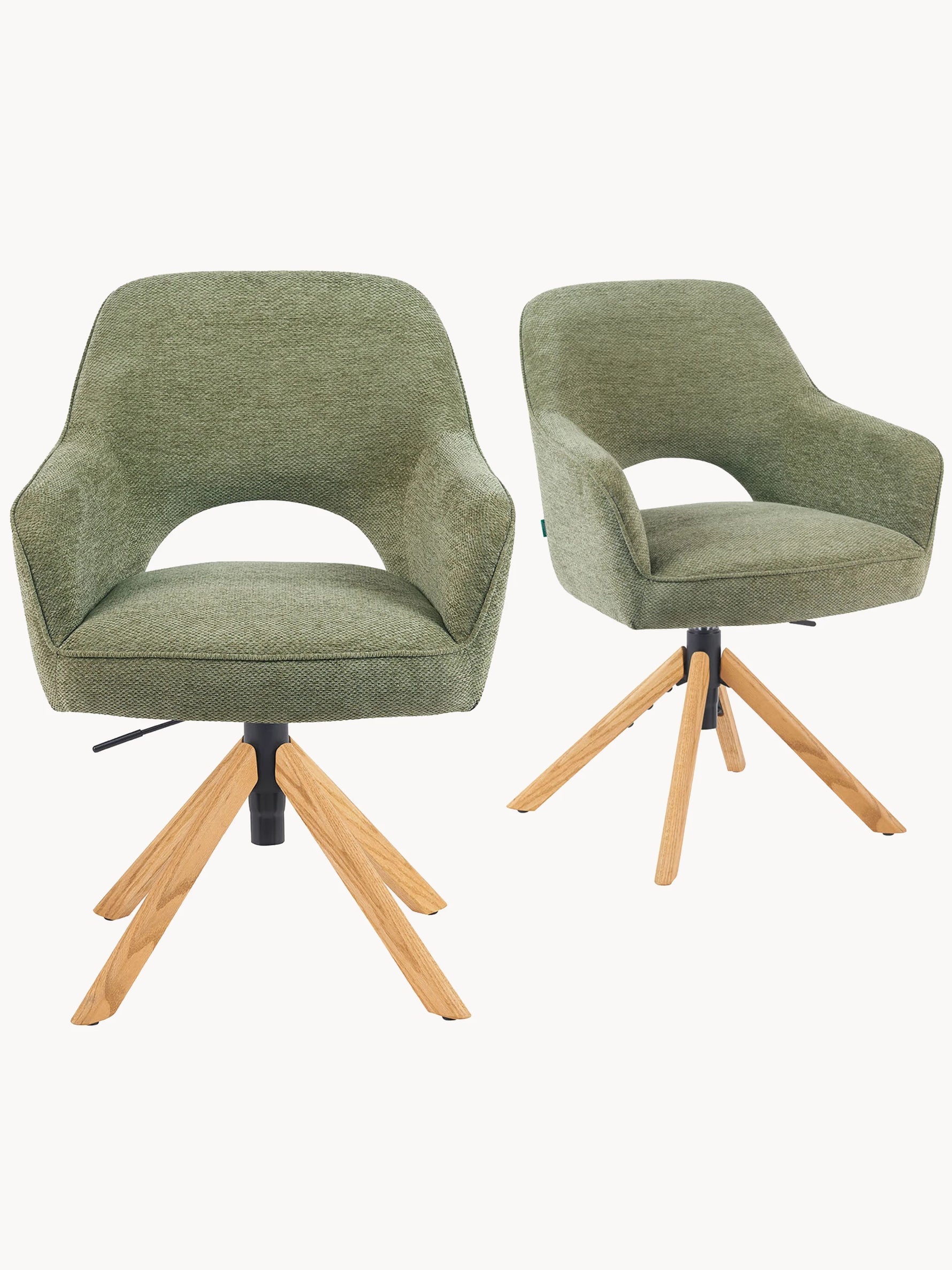 Mika-Lara 2er-Set- Drehstühle mit Gestell aus Massiver Eiche