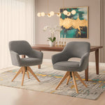 Mika-Lena 2er-Set - Drehstuhl mit Massiven Eichenholz Gestell