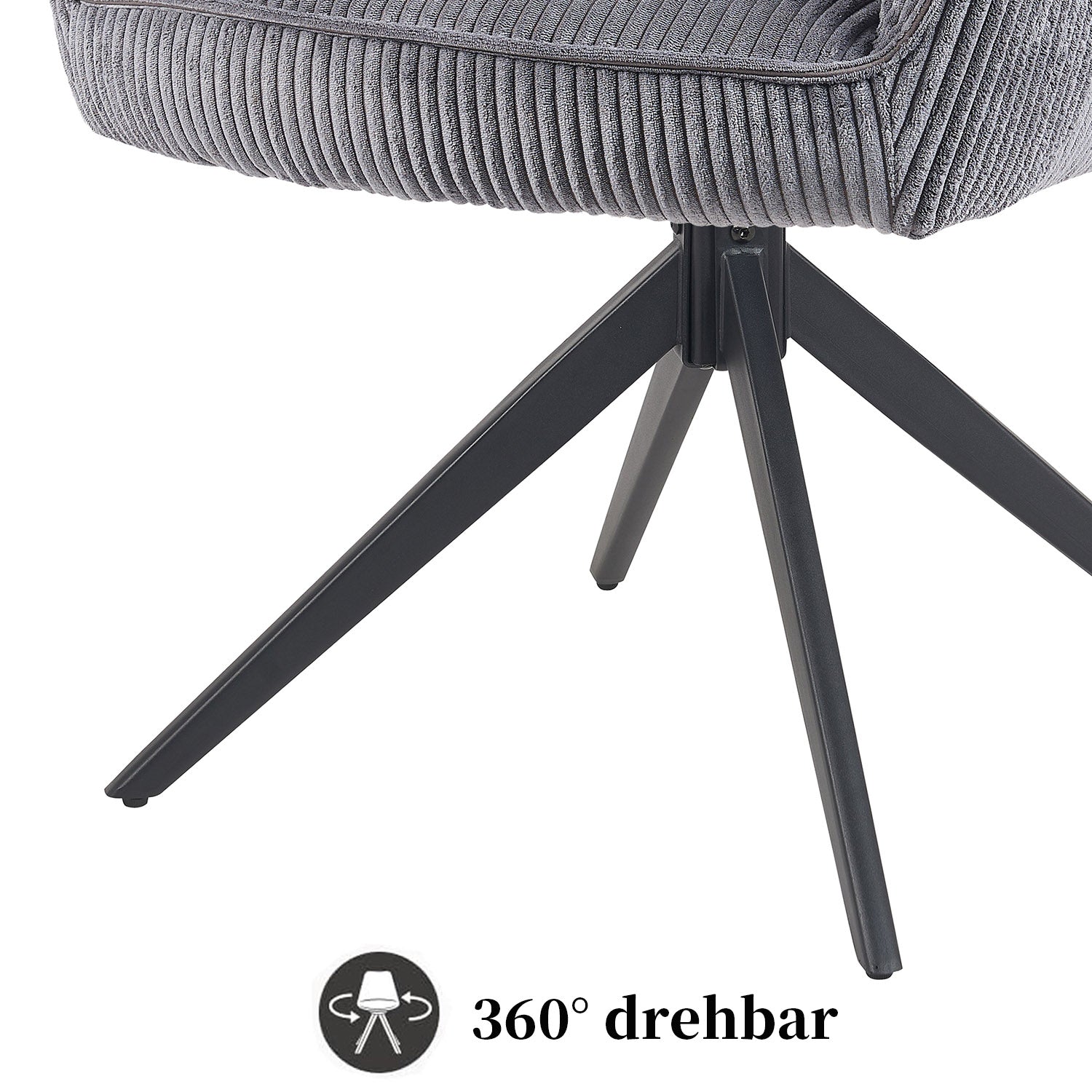 Esszimmerstuhl Mika-Nils 2er-Set - 360° drehbar - Matt-Schwarz Metallgestell
