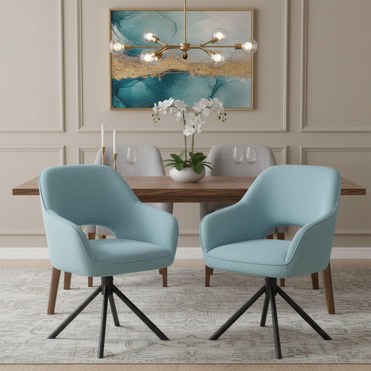 Mika-Ben - Esszimmerstuhl 2er Set mit freier Rückenlehne