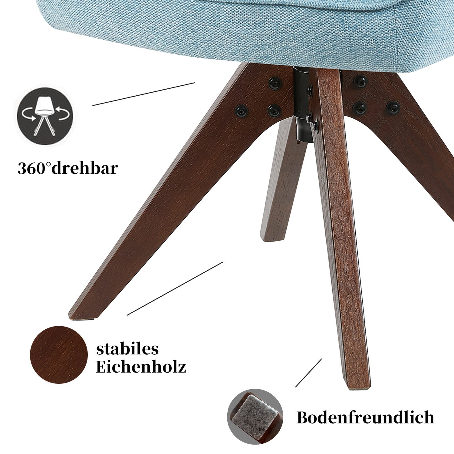 Esszimmerstuhl Mika-Lena 2er-Set - 360° drehbar, Eiche geölt Natur