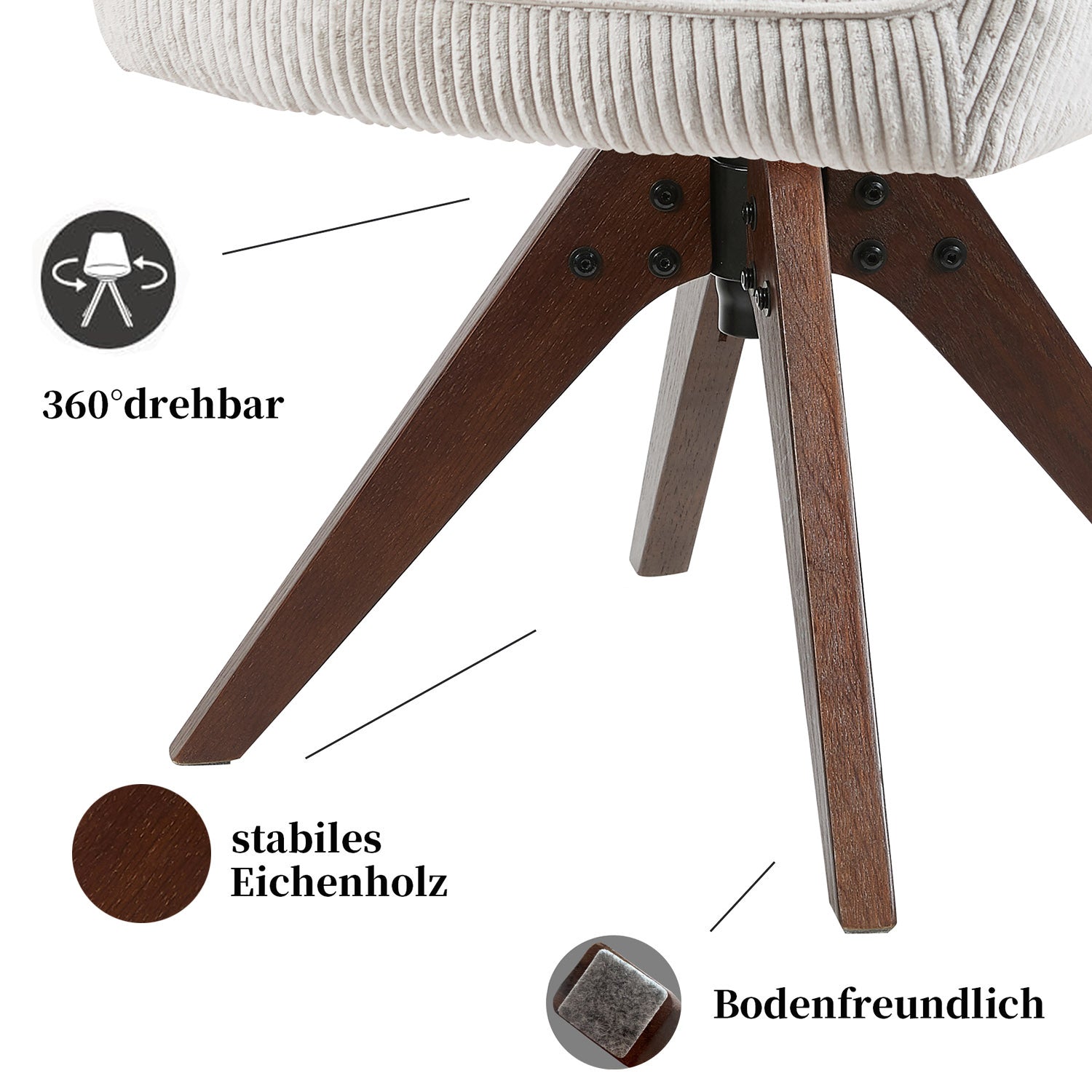 Esszimmerstuhl Mika-Lena 2er-Set - 360° drehbar, Eiche geölt Natur