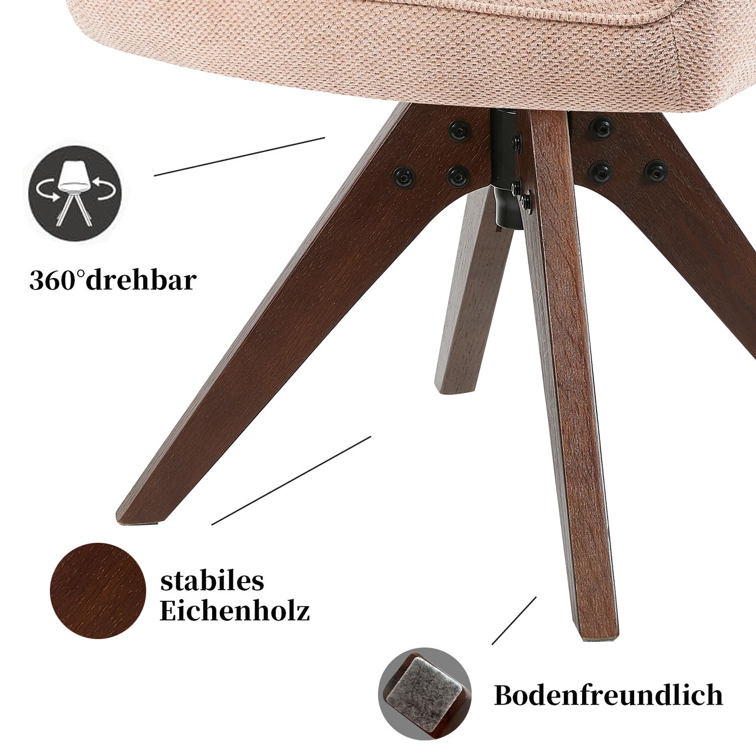 Esszimmerstuhl Mika-Lena 2er-Set - 360° drehbar, Eiche geölt Natur