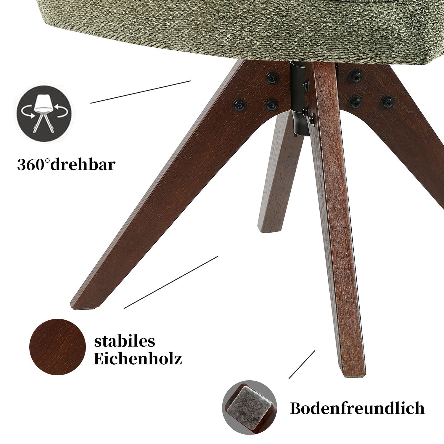 Esszimmerstuhl Mika-Lena 2er-Set - 360° drehbar, Eiche geölt Natur