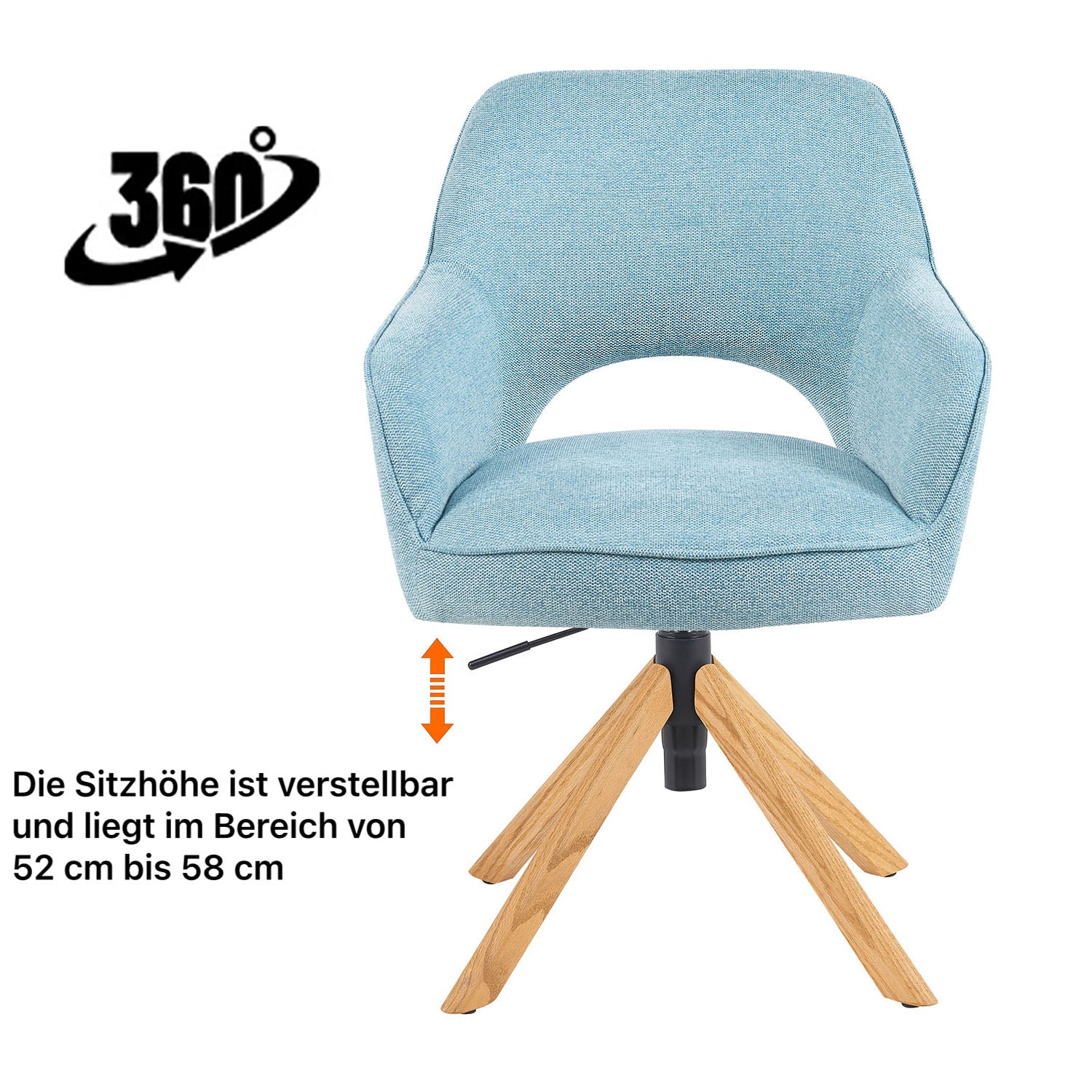 Mika-Lara 2er-Set- Drehstühle mit Gestell aus Massiver Eiche