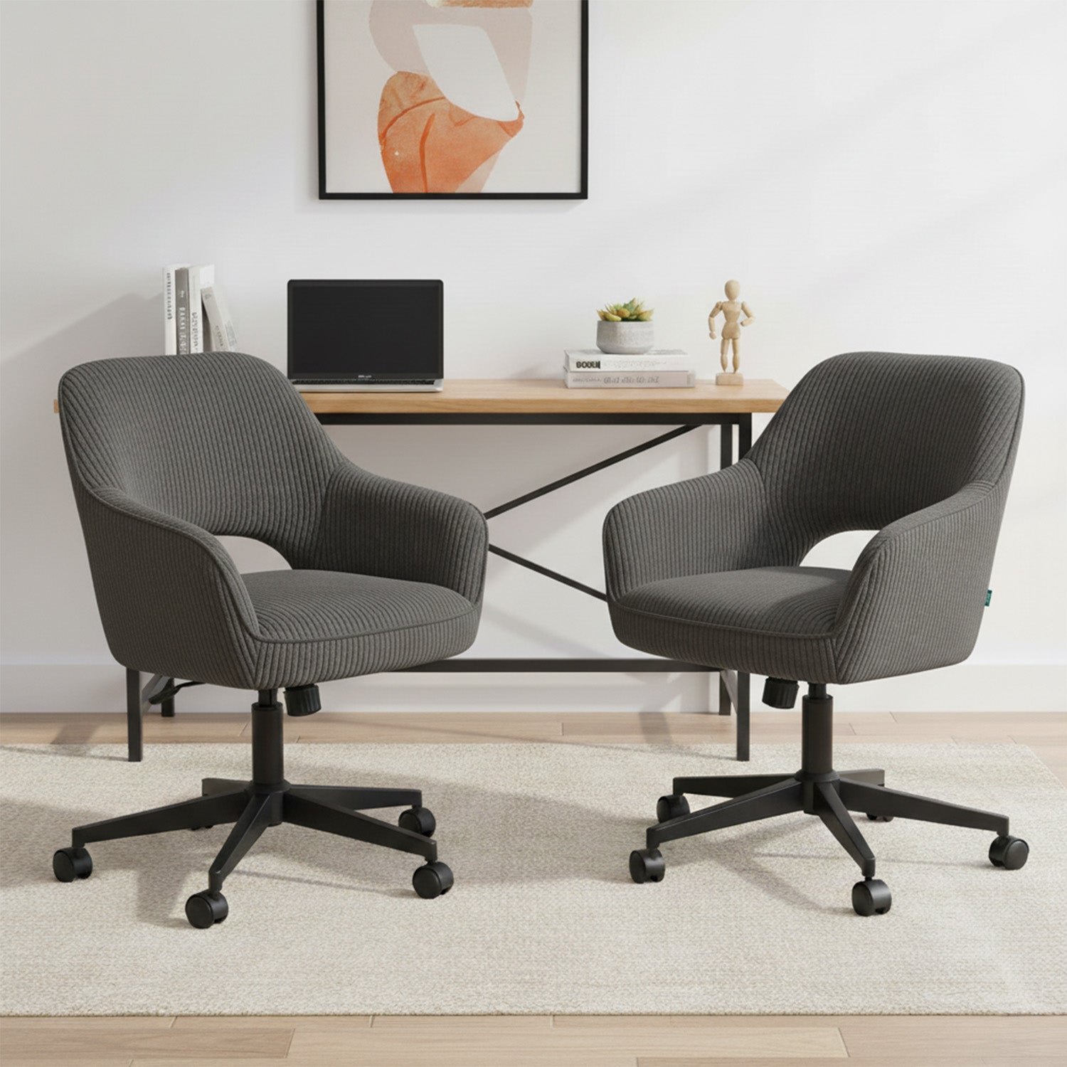 Mika-Ilvy 2er-Set- Home Office Stuhl mit Federkernpolsterung