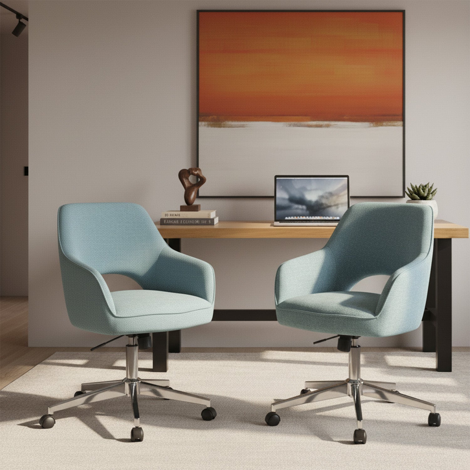 Mika-Ilvy 2er-Set- Home Office Stuhl mit Federkernpolsterung