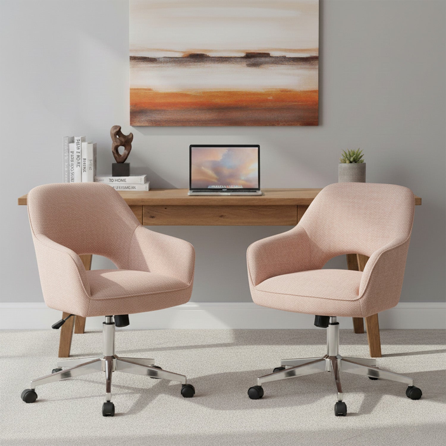 Mika-Ilvy 2er-Set- Home Office Stuhl mit Federkernpolsterung