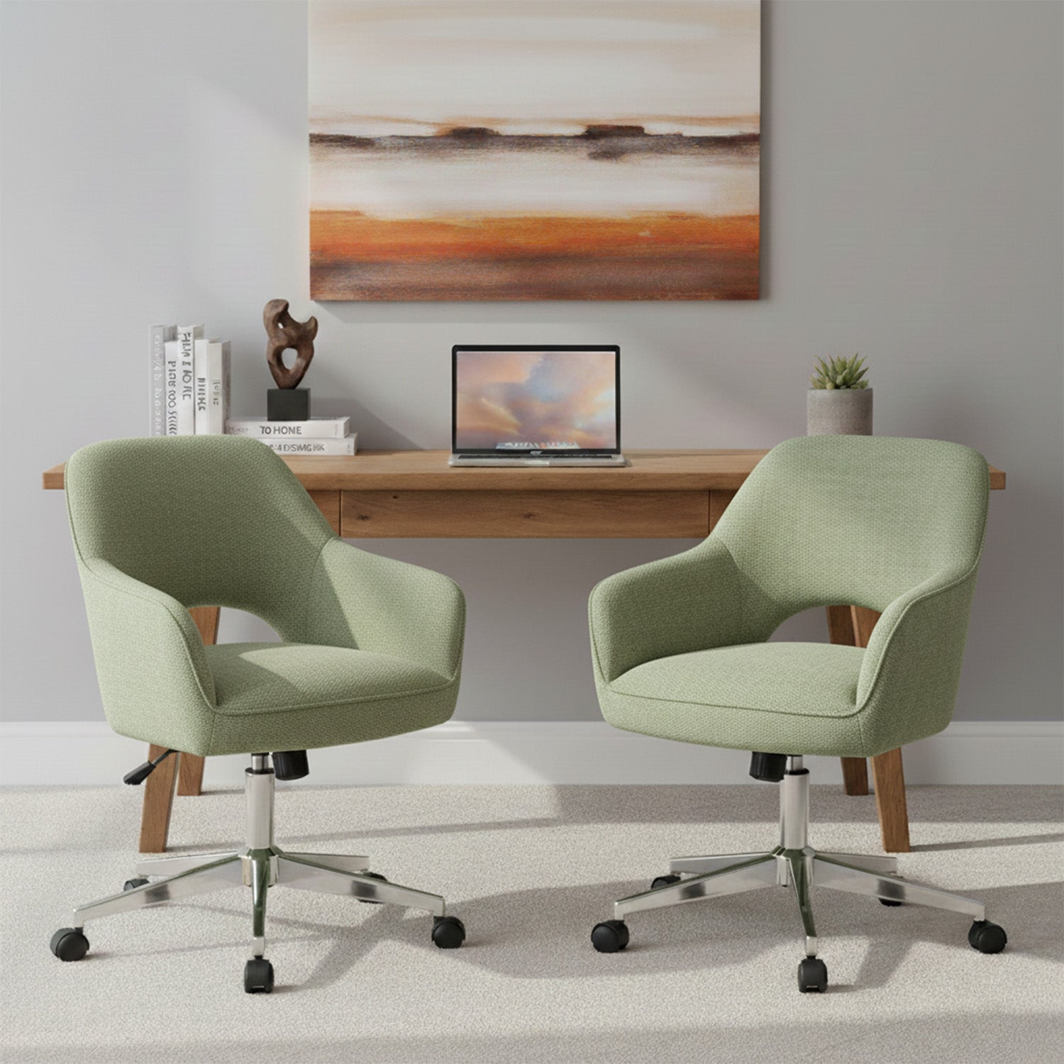 Mika-Ilvy 2er-Set- Home Office Stuhl mit Federkernpolsterung