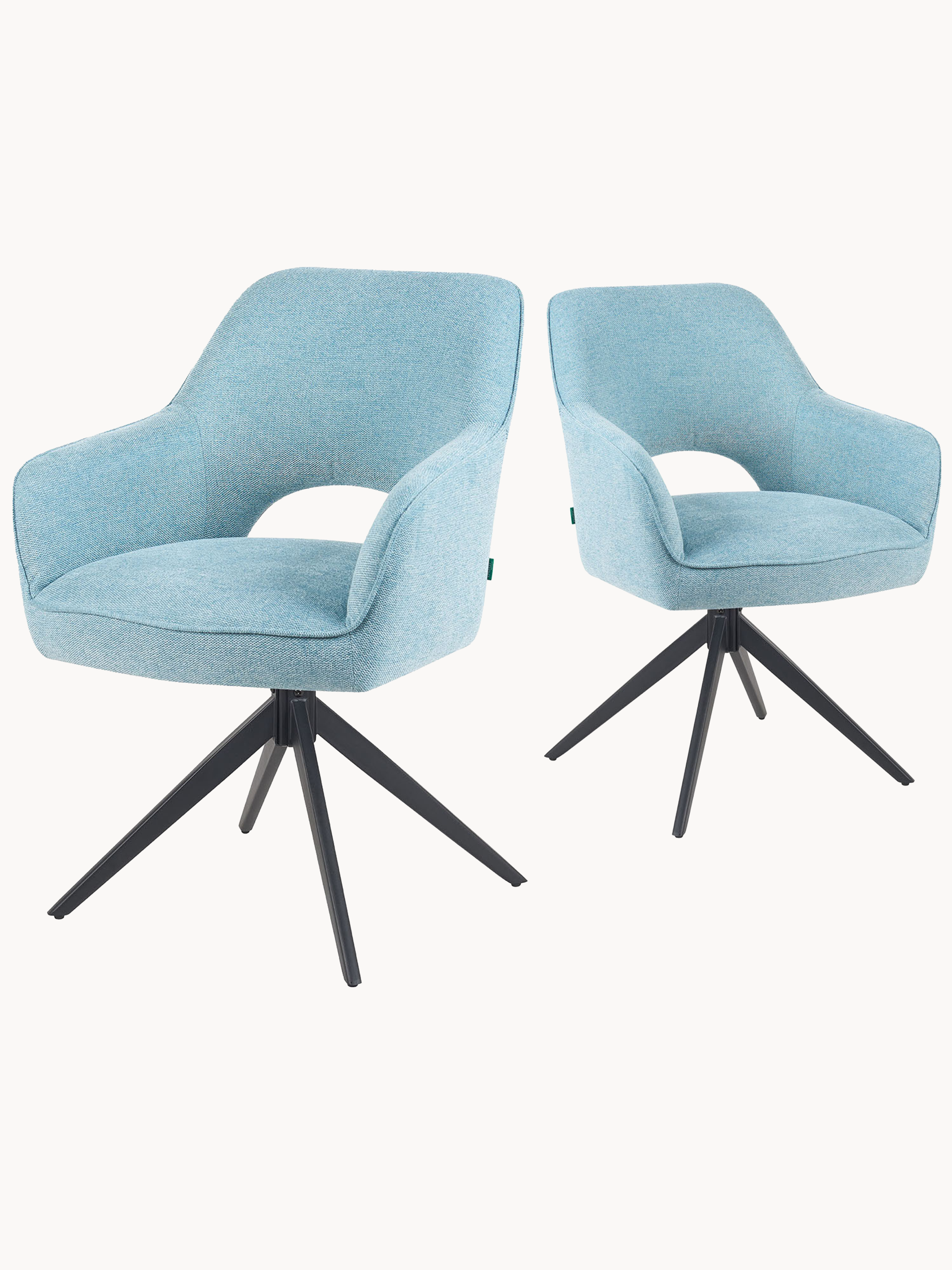 Esszimmerstuhl Mika-Nils 2er-Set - 360° drehbar - Matt-Schwarz Metallgestell