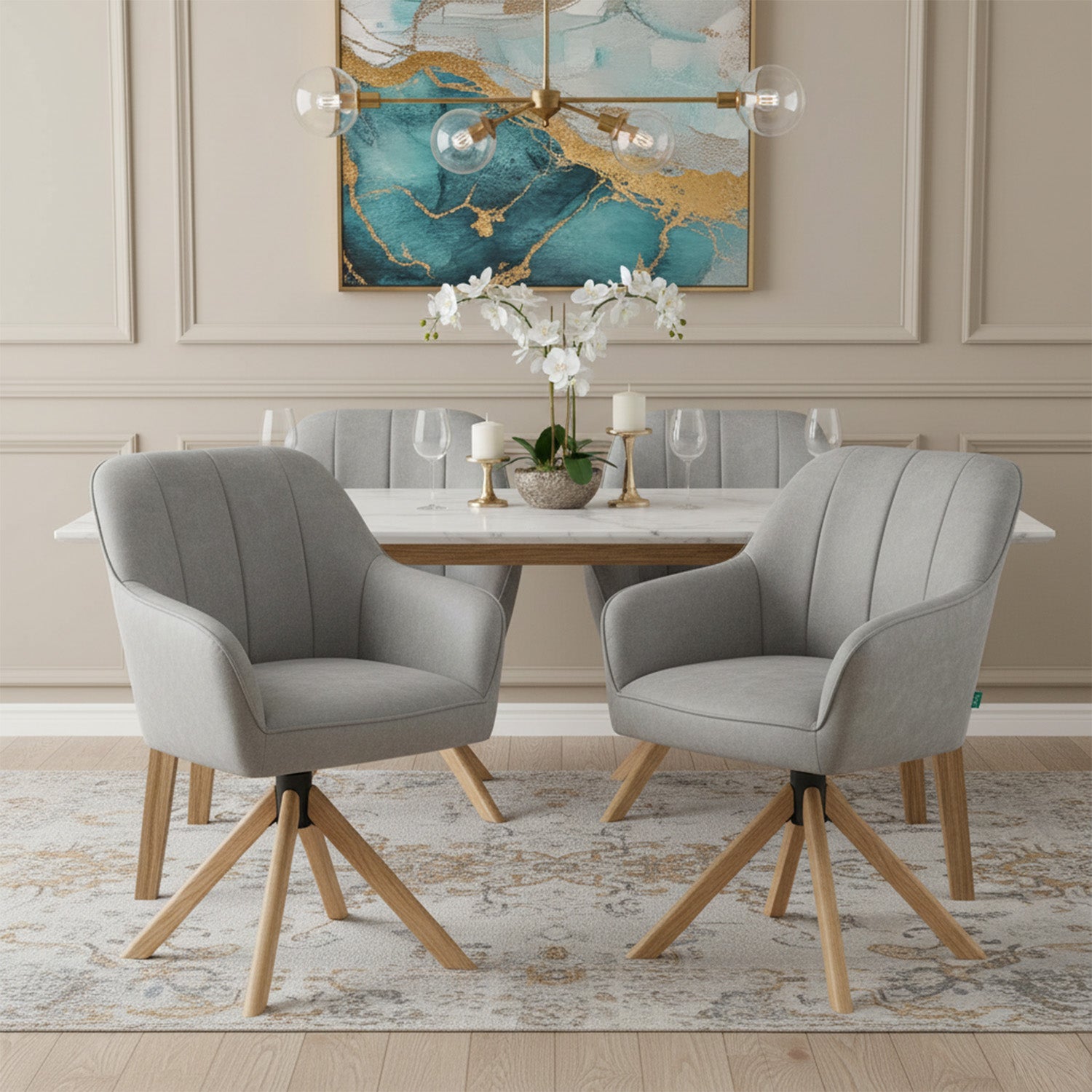 Mika-Levi 2er-Set - Leder Drehstuhl mit Federkernpolsterung