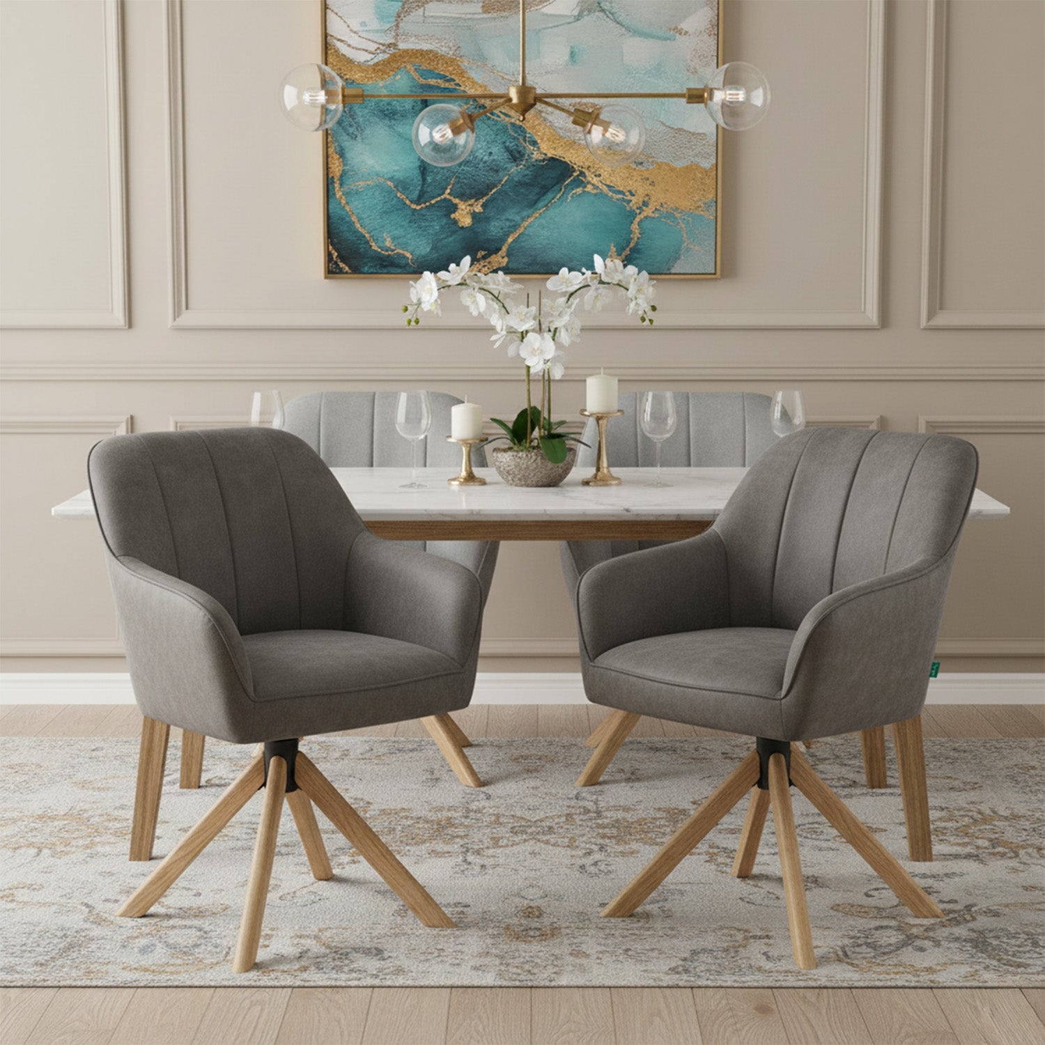 Mika-Levi 2er-Set - Leder Drehstuhl mit Federkernpolsterung