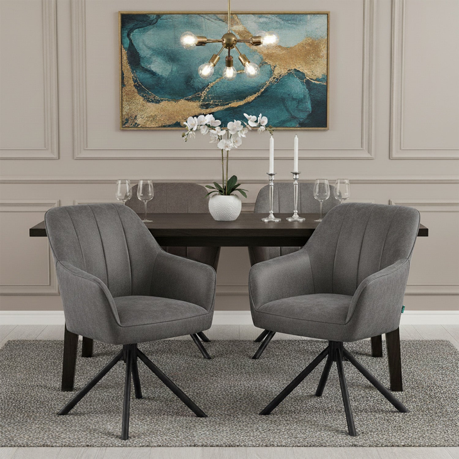 Mika-Piet 2er-Set - Drehstuhl in Wildlederoptik