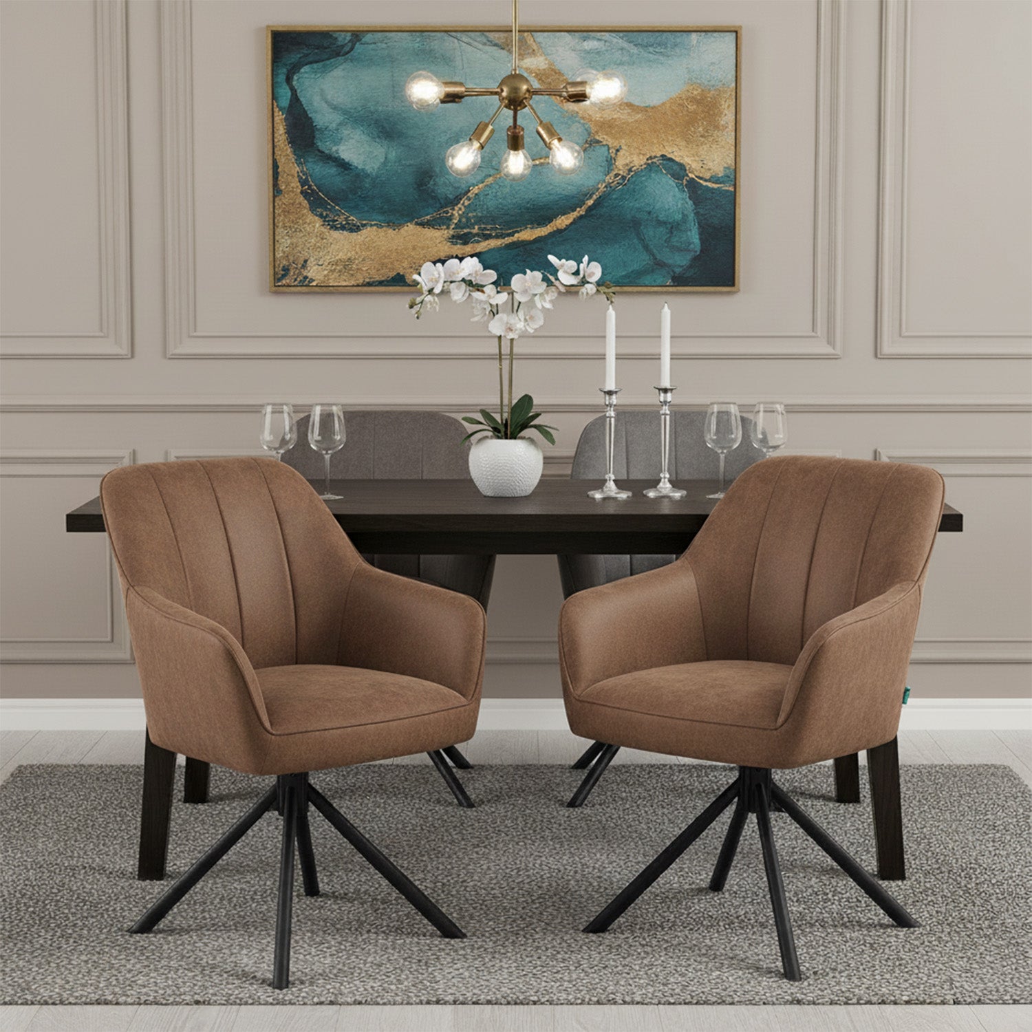 Mika-Piet 2er-Set - Drehstuhl in Wildlederoptik